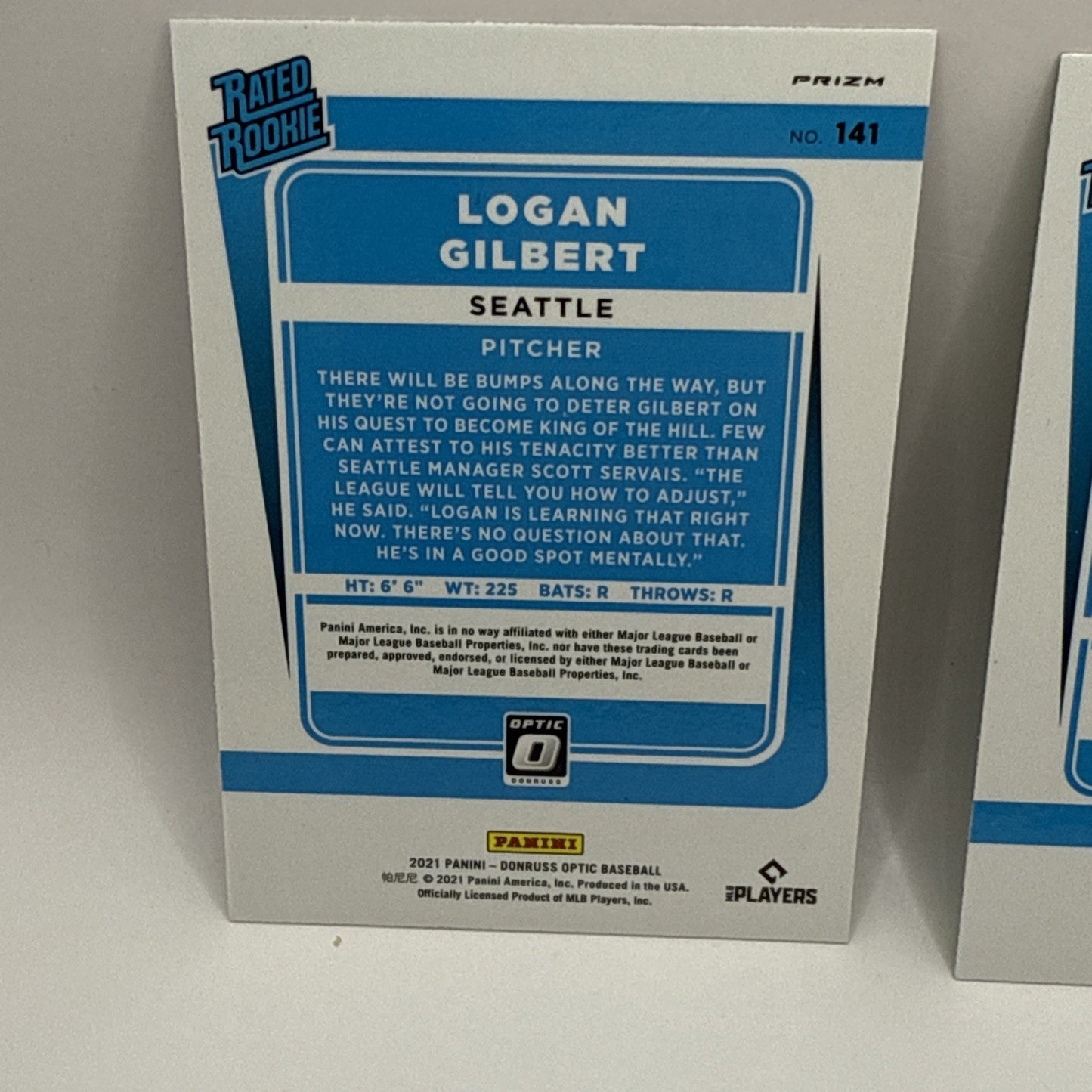 2021 Panini Optic Baseball Logan Gilbert Rated Rookie Silver & Green Holo Prizm