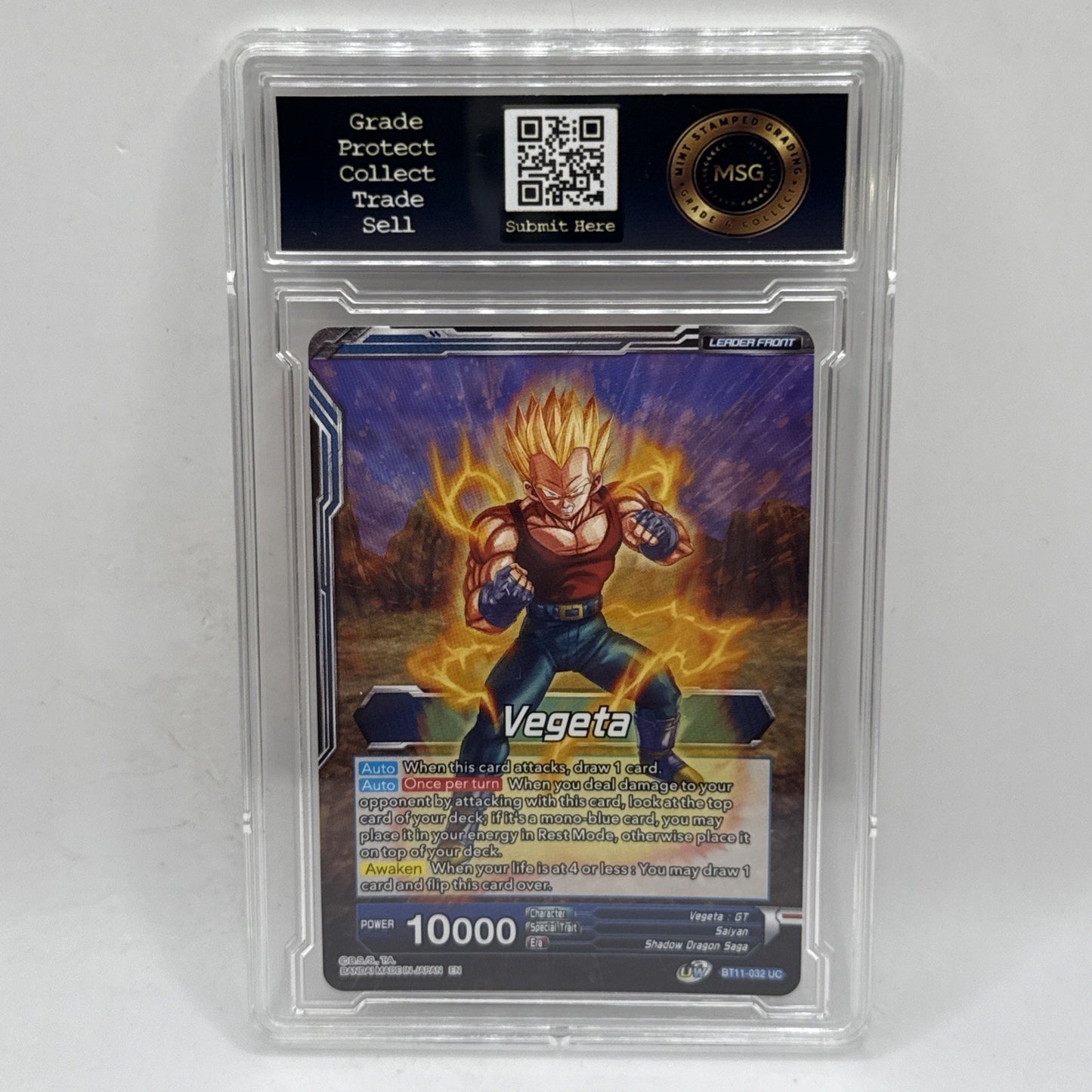 SS4 Vegeta Ultimate Evolution BT11 Leader Foil Dragon Ball Super Graded 9