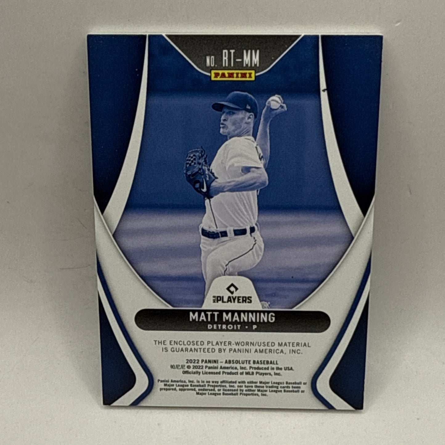 2022 Absolute Rookie Threads Matt Manning Relic #14 MLB Detroit Baseball Card