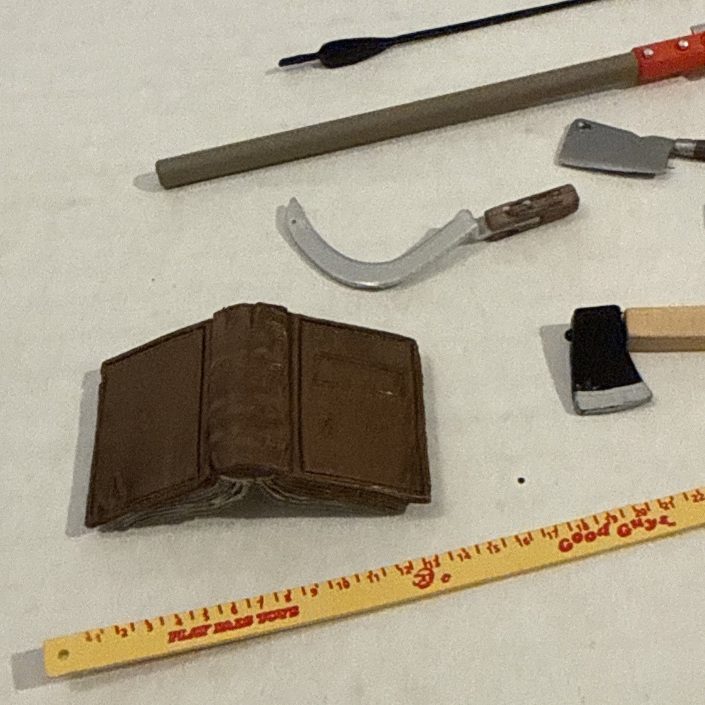 Lot Of Toy Action Figure Weapons, Tools, Play Money - Play Set Accessories