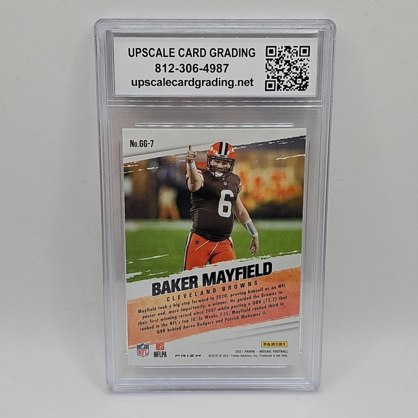 2021 Panini Mosaic Baker Mayfield Got Game? Silver Mosaic GG-7 Graded 10 NFL