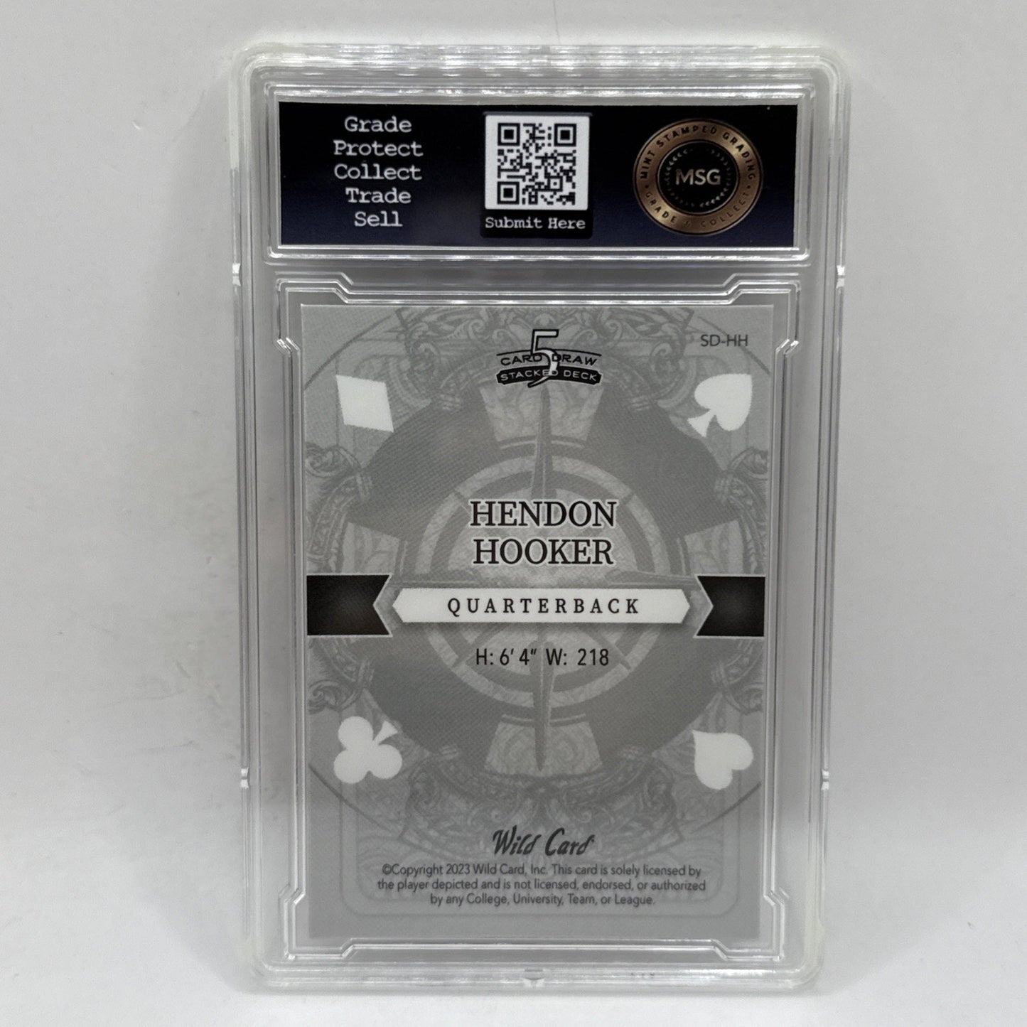 Hendon Hooker 2023 Wild Card 5 Card Draw Queen Purple SP /4 Graded 9 NFL Lions