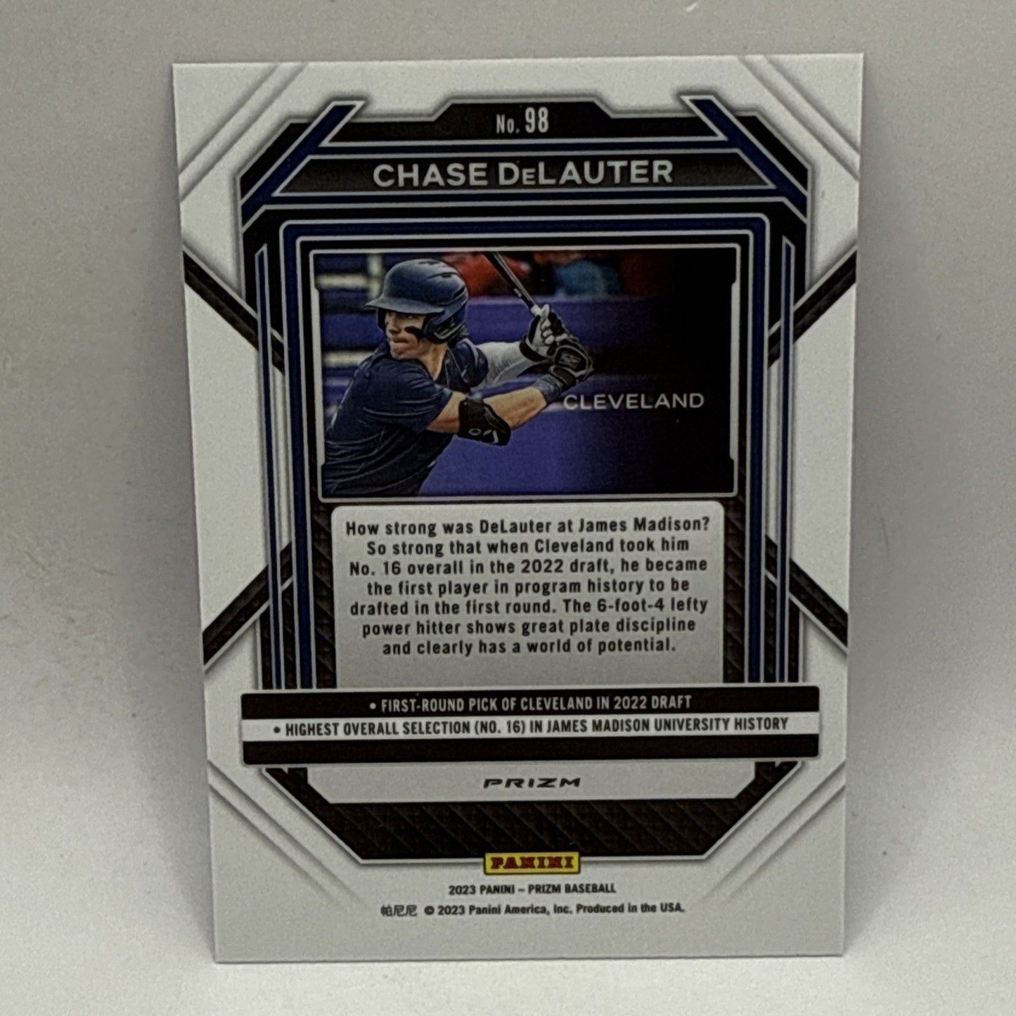2023 Panini Prizm Baseball Blue Ice Prizm Chase DeLauter #98 Cleveland Guardians