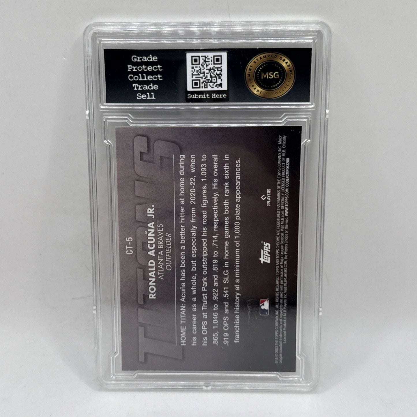 2023 Topps Chrome Ronald Acuna Jr Chrome Titans Refractor #CT-5 Braves Graded 9