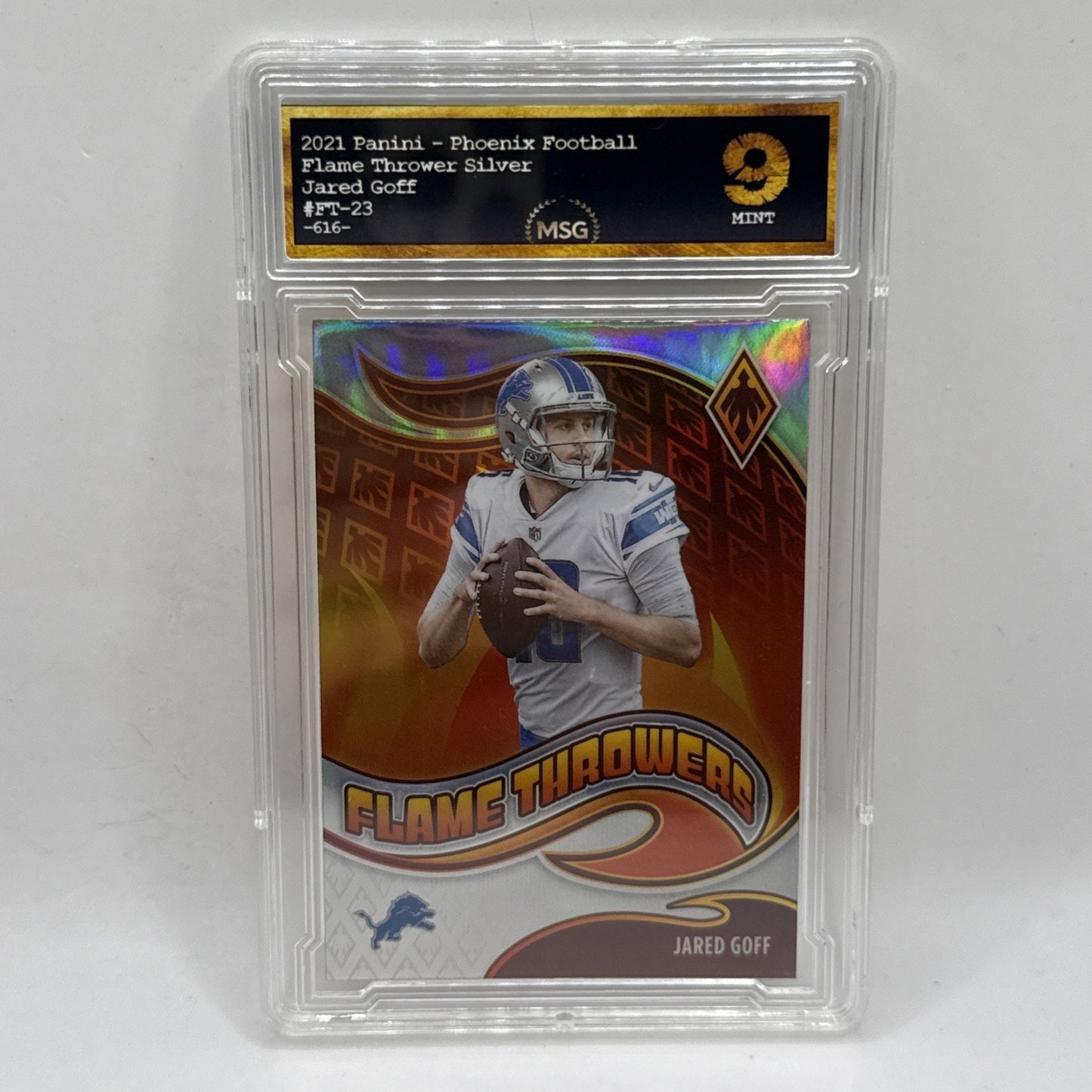 Jared Goff 2021 Phoenix Football Flamethrowers Silver Detroit Lions Graded 9 NFL