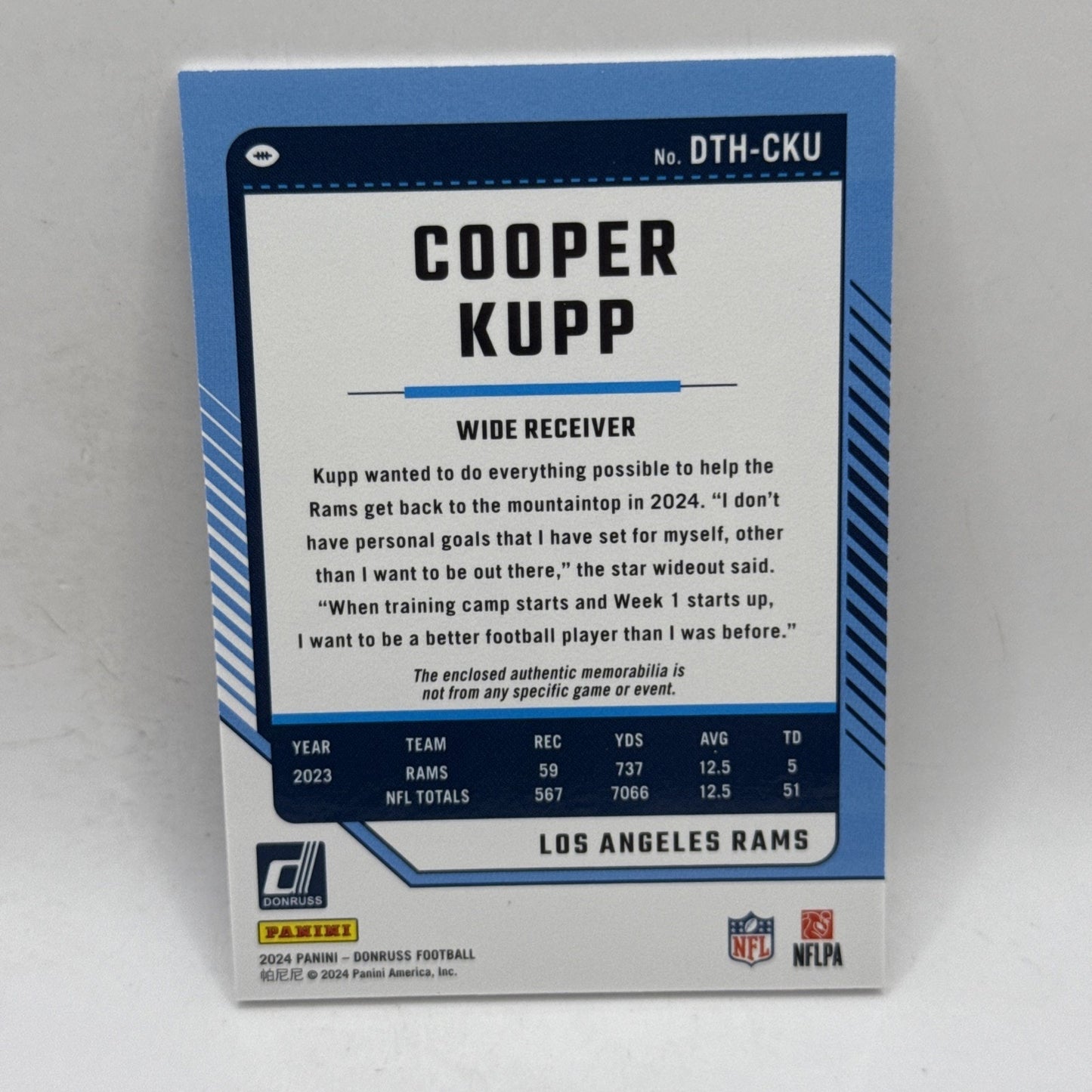 2024 Panini Donruss - Donruss Threads Cooper Kupp #DTH-CKU NFL Rams Patch