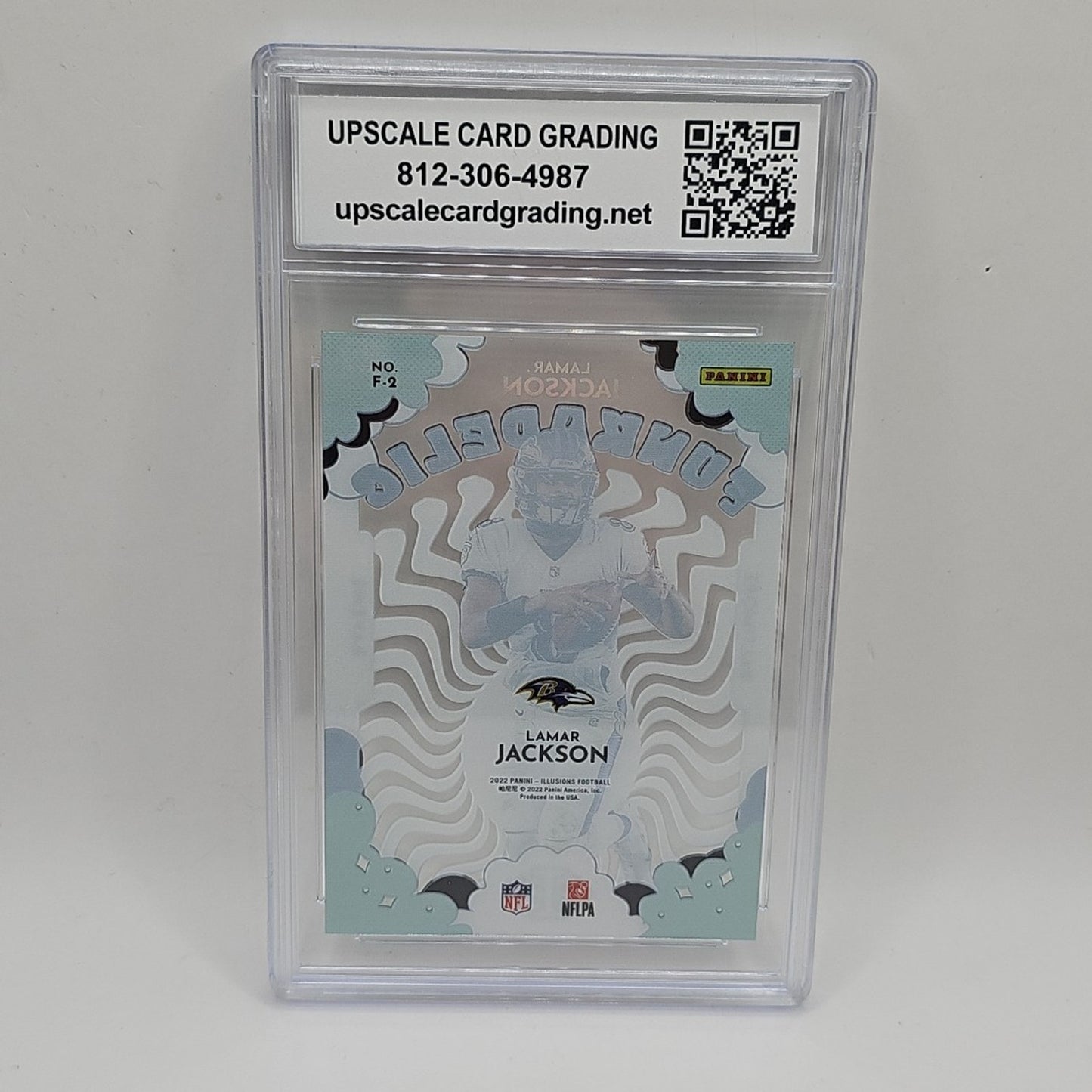 2022 Panini Illusions GREEN FUNKADELIC #F-2 LAMAR JACKSON BALTIMORE Graded 9