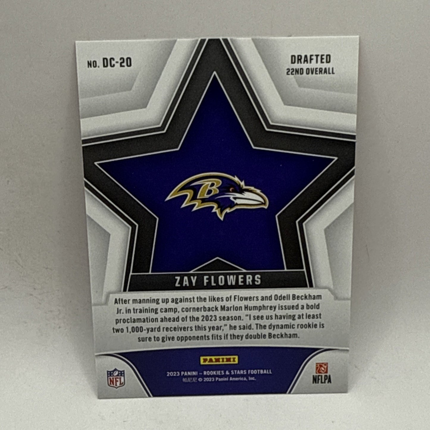 ZAY FLOWERS 2023 Rookies & Stars Draft Class Red Longevity RC #DC-20 Ravens