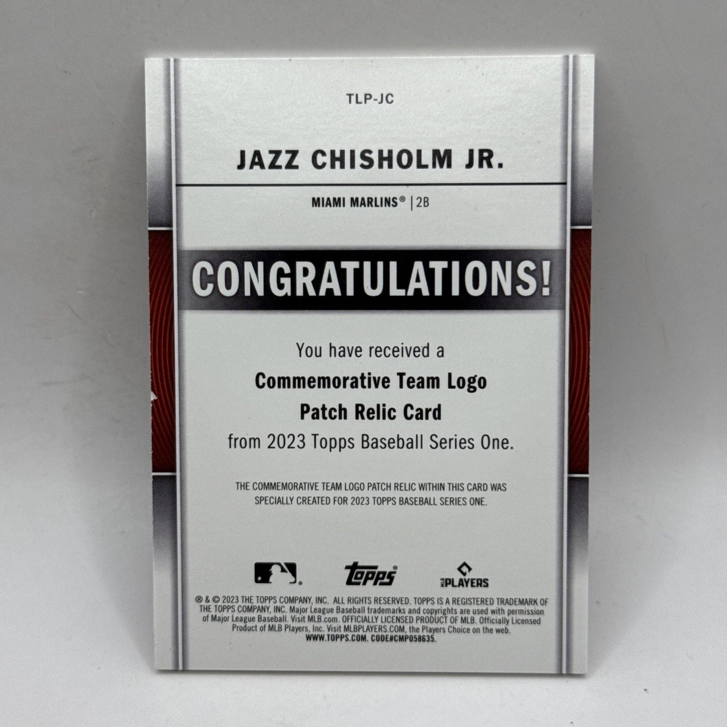 2023 Topps Baseball Jazz Chisholm Jr. Team Logo Patch TLP-JC Miami Marlins MLB