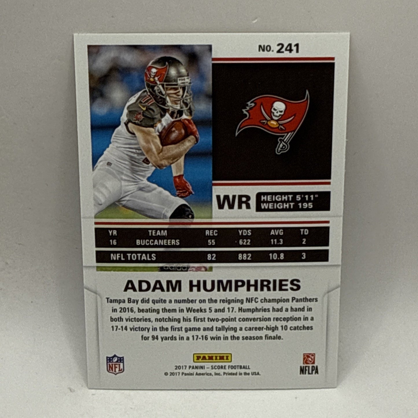 2017 Score Adam Humphries Tampa Bay Buccaneers #241 NFL Football Gold /50 SP
