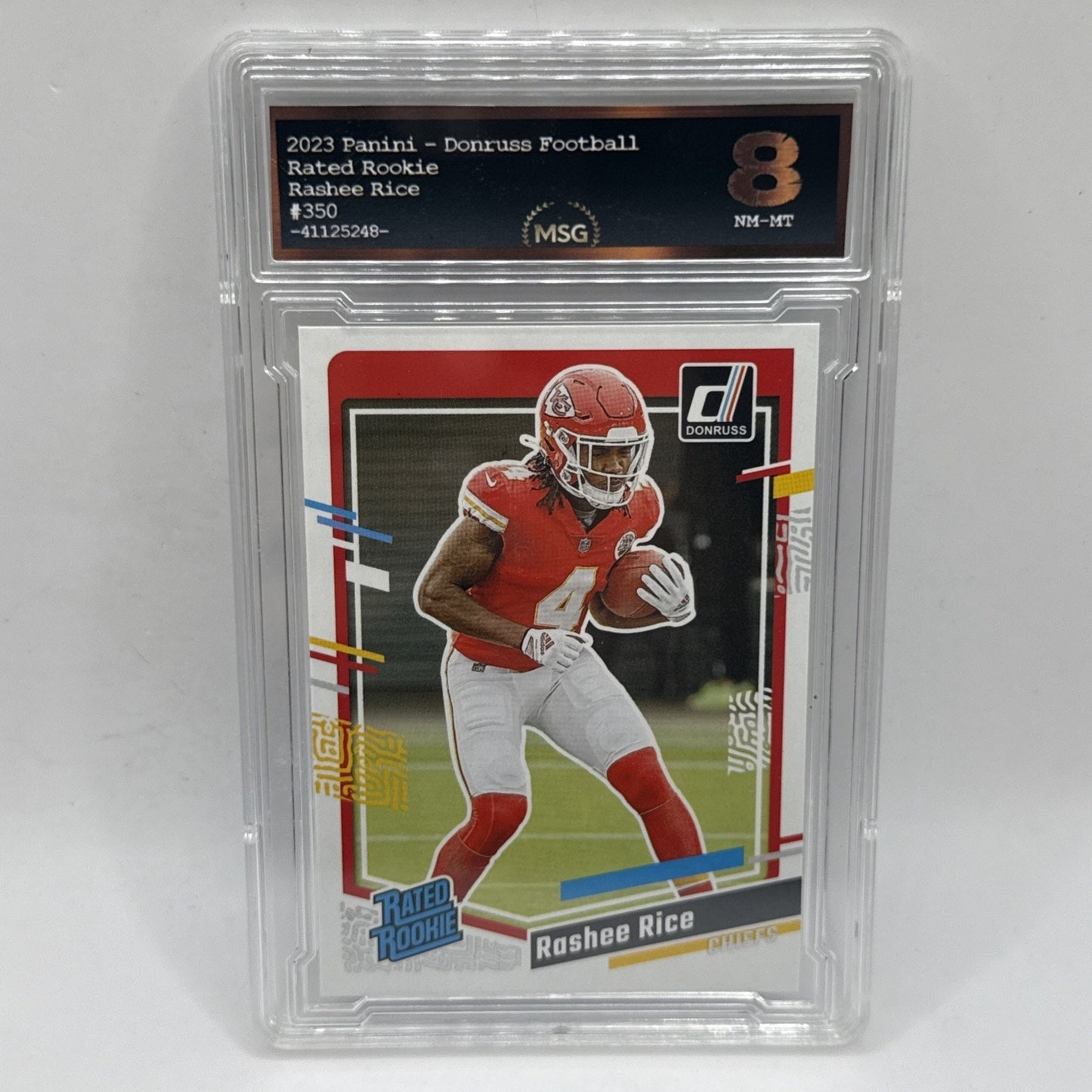 2023 Panini Donruss RASHEE RICE Rated Rookie Card #350 RC Chiefs Graded 8 NFL