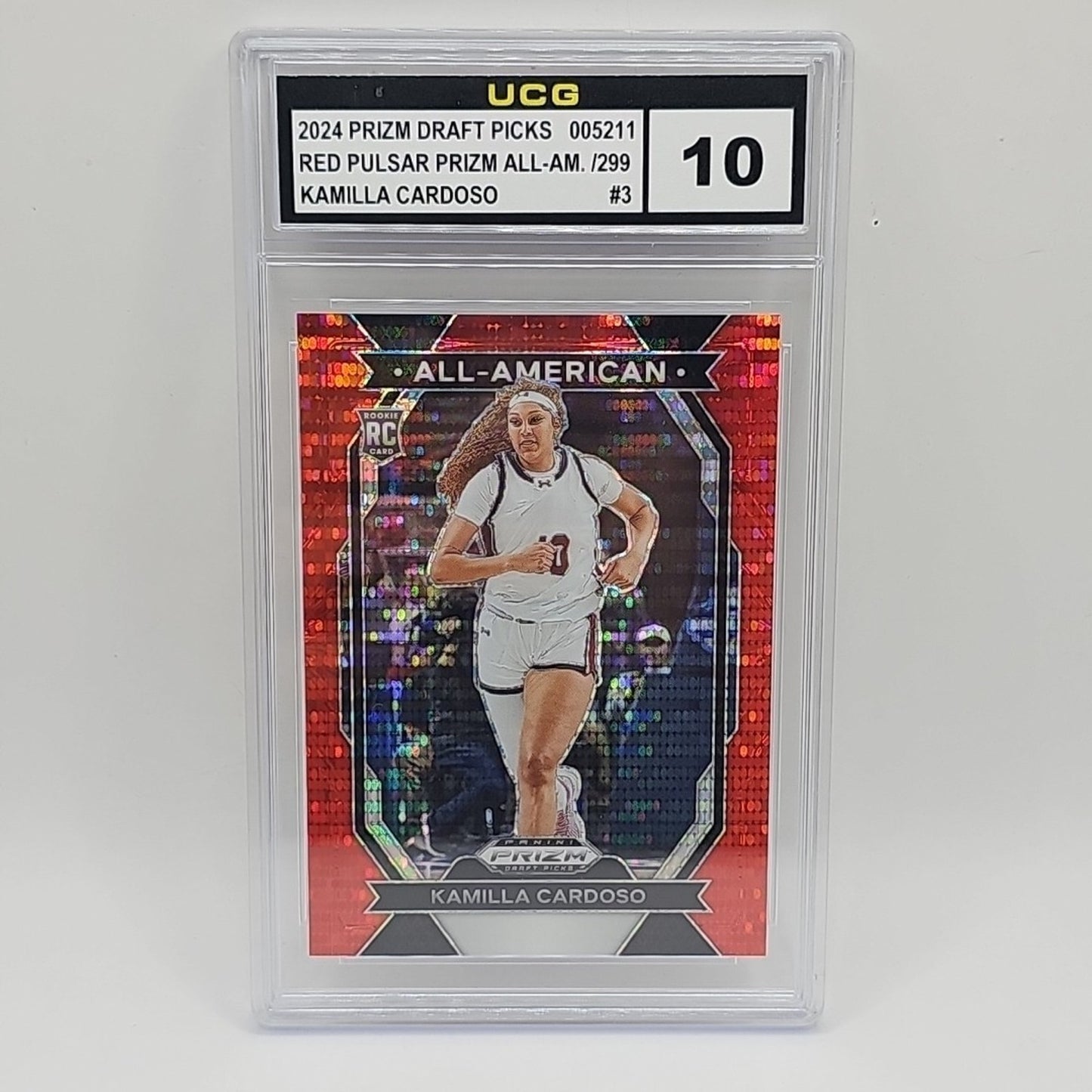 2024 Prizm Draft Picks All-American Red Pulsar #3 Kamilla Cardoso /299 Graded 10