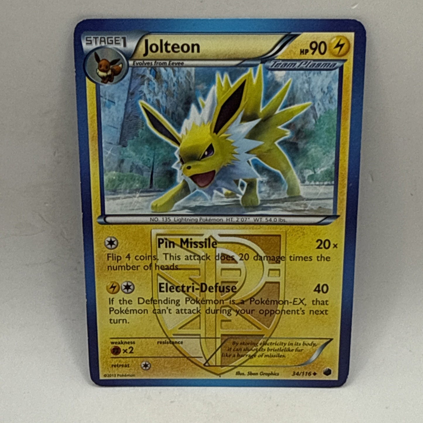 Jolteon Team Plasma 34/116 Pokemon TCG: Plasma Freeze (2013) HP Non-Holo Card