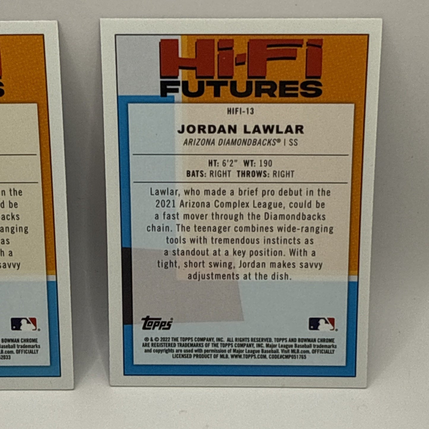 2022 Bowman Chrome Mojo Refractor Jordan Lawlar Hi-Fi Futures Arizona RC
