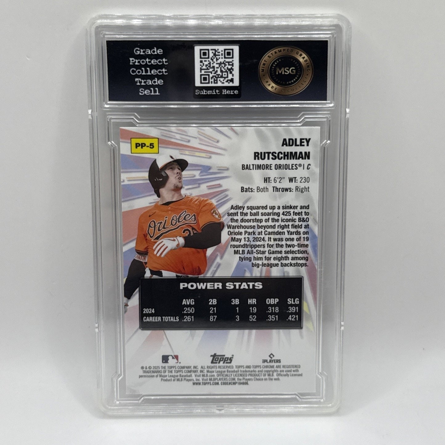 2025 Topps Chrome Adley Rutschman Power Players Insert #PP-5 Baltimore Graded 10
