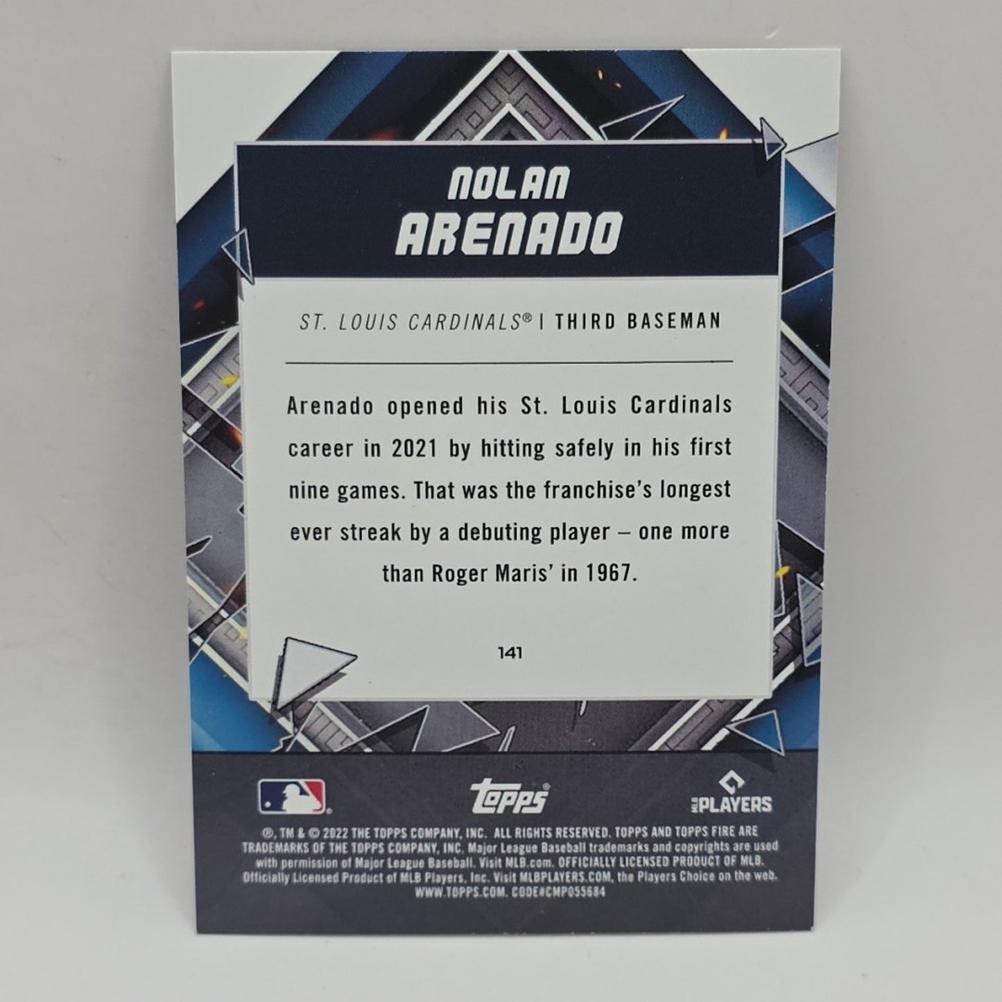 2022 Topps Fire Flame Nolan Arenado #141 MLB St. Louis Cardinals