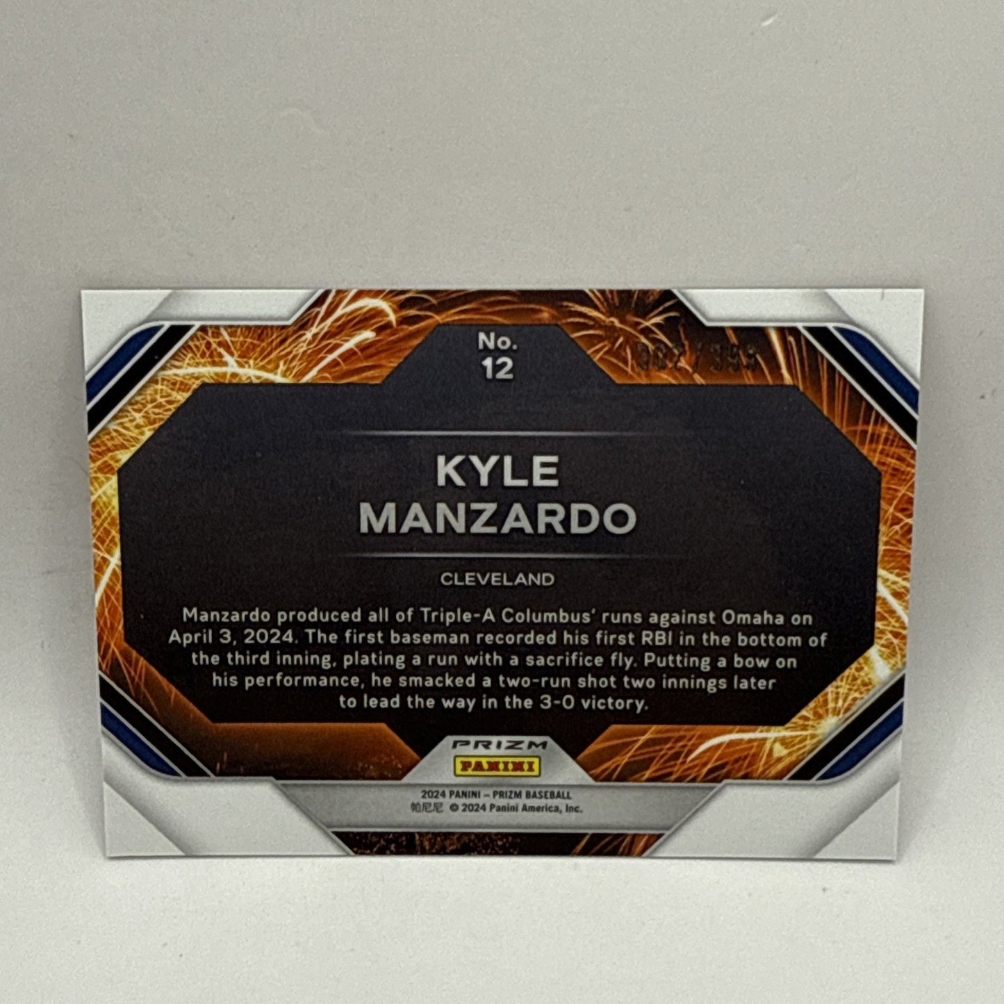 2024 Panini Prizm Red Pulsar Fireworks #12 Kyle Manzardo Guardians /399 MLB