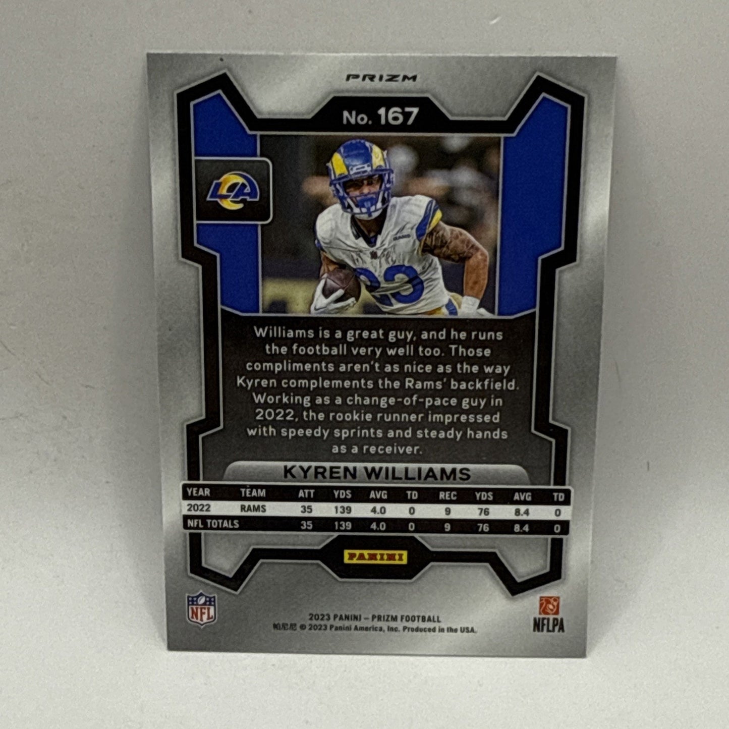 2023 KYREN WILLIAMS PRIZM BLACK AND WHITE CHECKERBOARD SP RAMS NFL