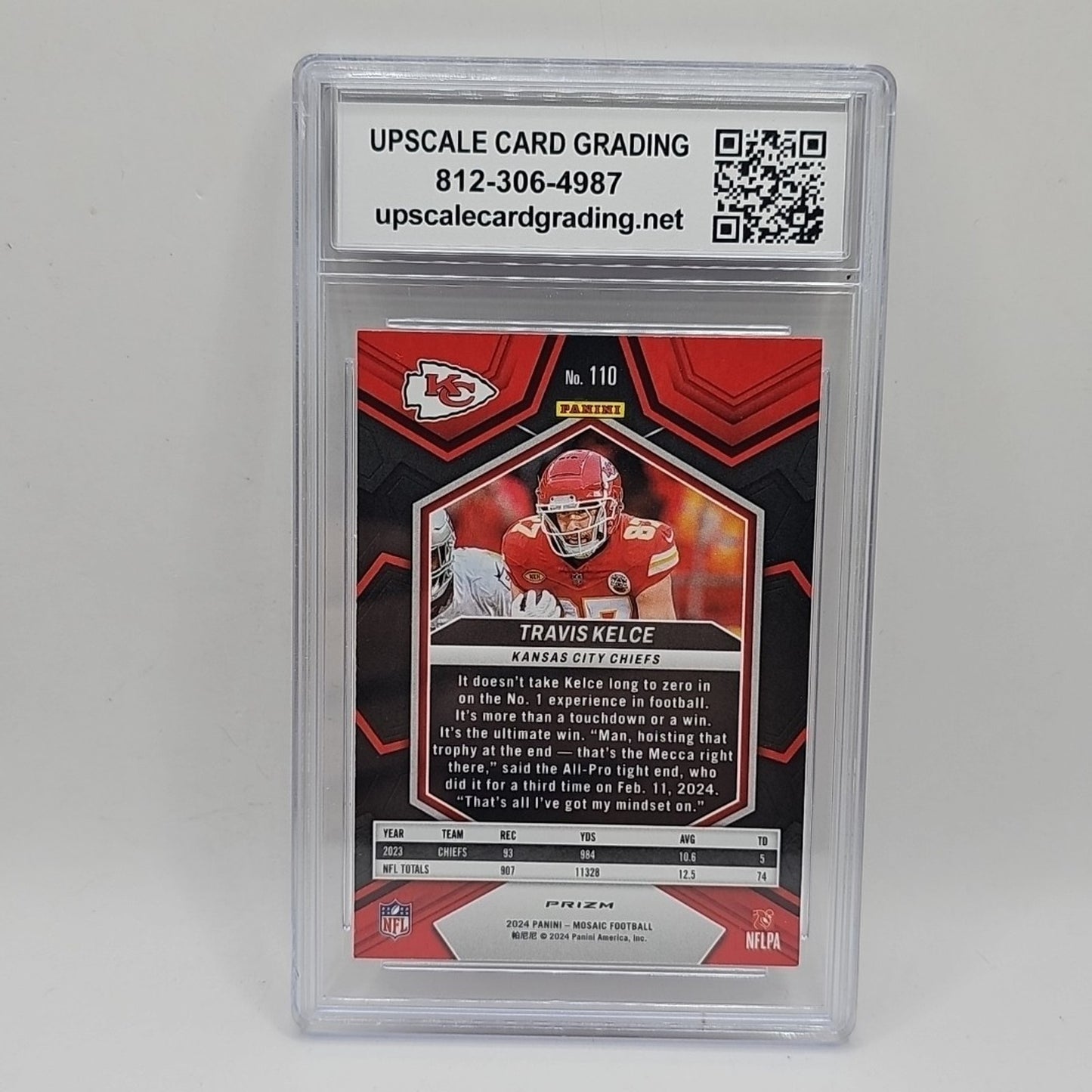 TRAVIS KELCE 2024 Panini Mosaic Silver Prizm #110 Kansas City Chiefs Graded 10