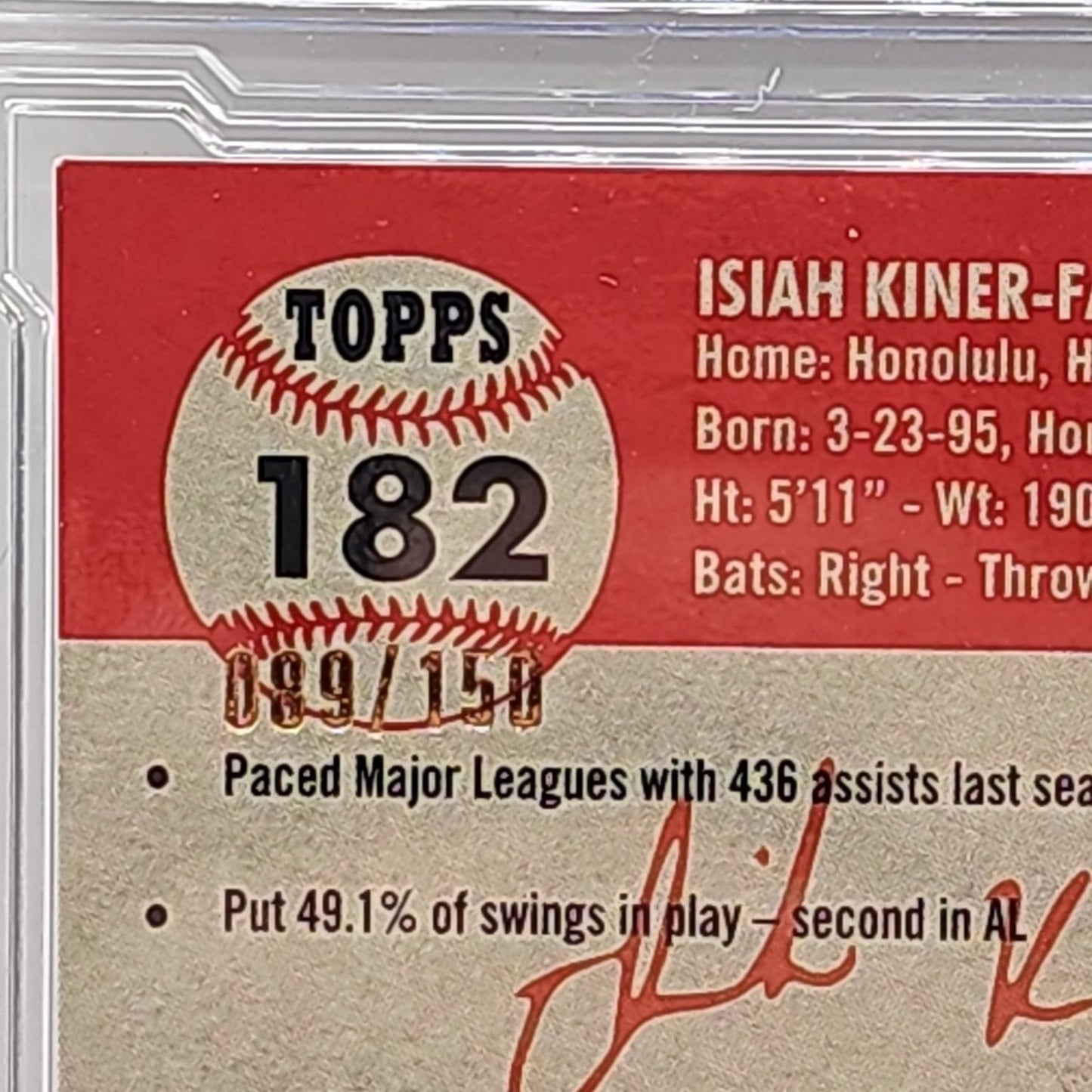 2022 Platinum Ann Speckle Refractors #182 Isiah Kiner-Falefa /150 Graded 9