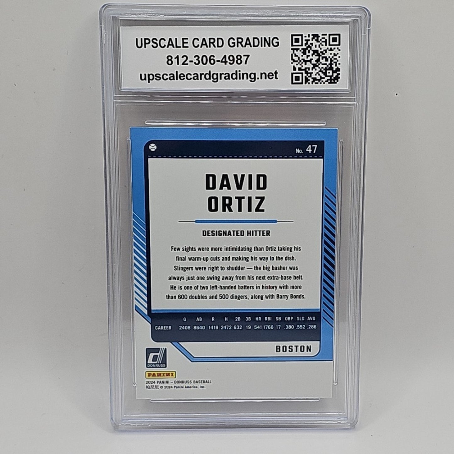2024 Panini Donruss Optic Purple Laser /49 David Ortiz #47 Red Sox Graded 9.5
