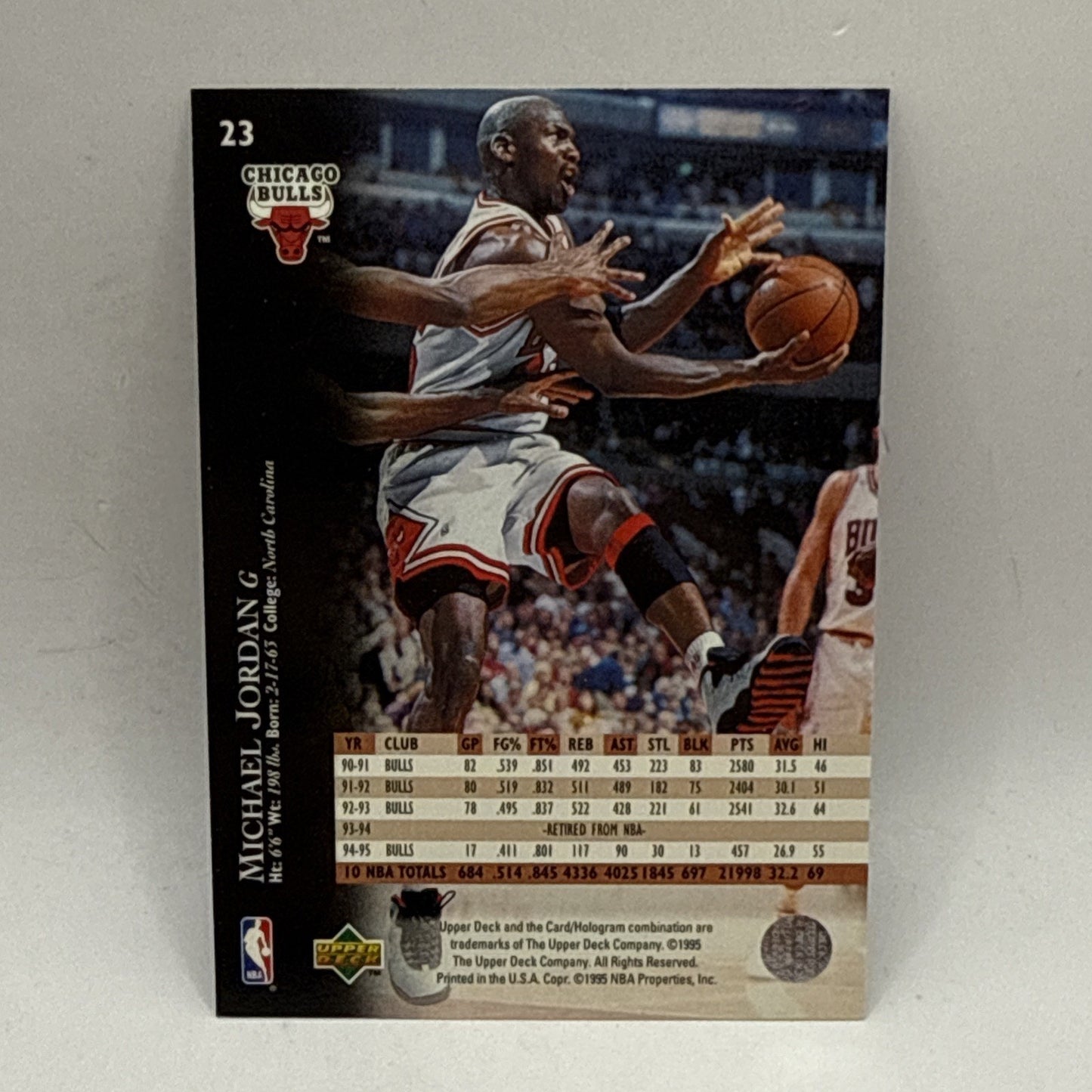 1995 Upper Deck #23 Michael Jordan Chicago Bulls NBA HOF Basketball Card Vintage