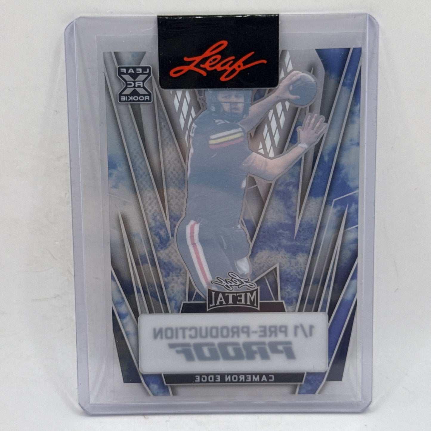 2024 Leaf Metal Football Cameron Edge 1/1 Pre-Production Blue Clouds NFL Card