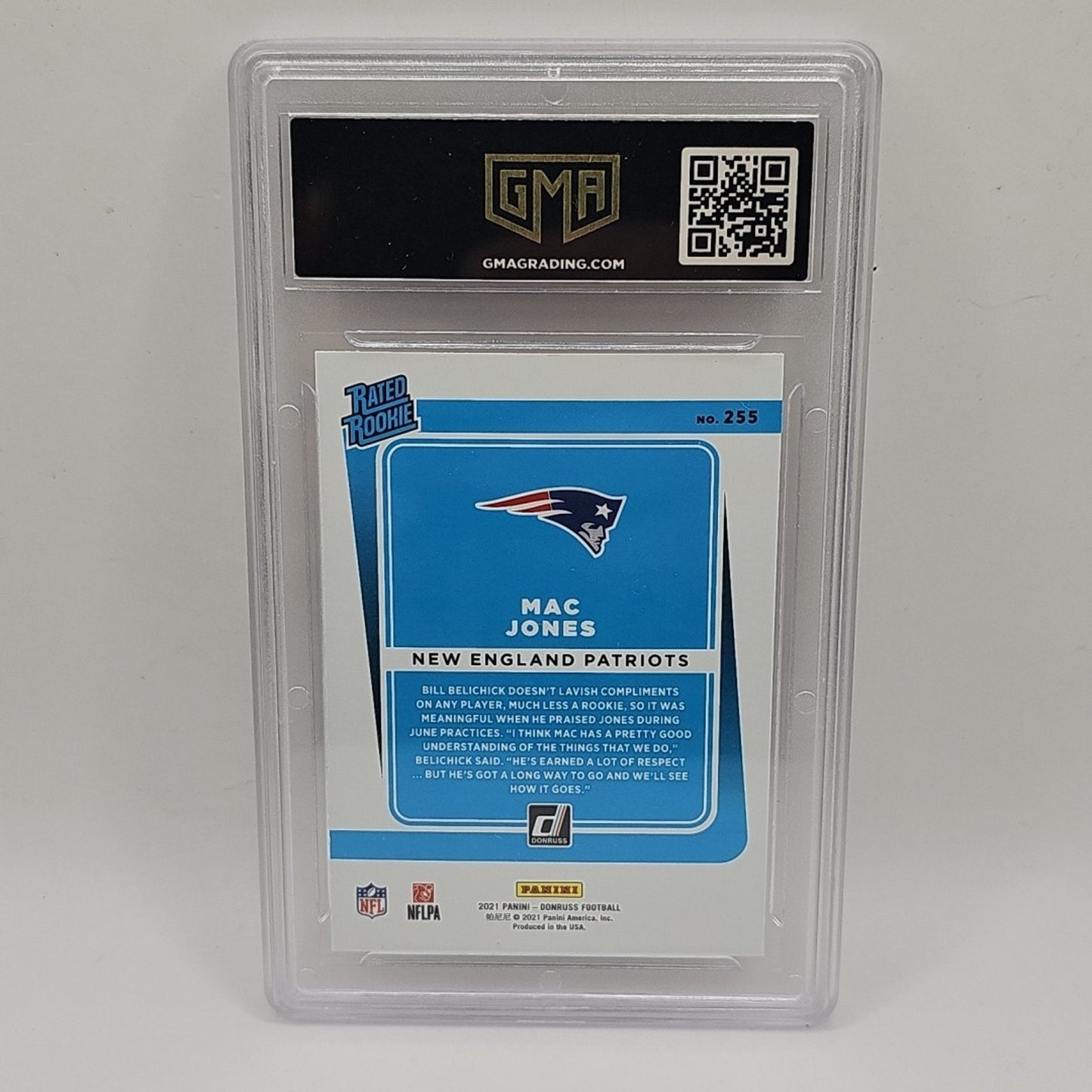 2021 Panini Donruss Base #255 - Rated Rookie - Mac Jones RC Graded 9 Mint NFL