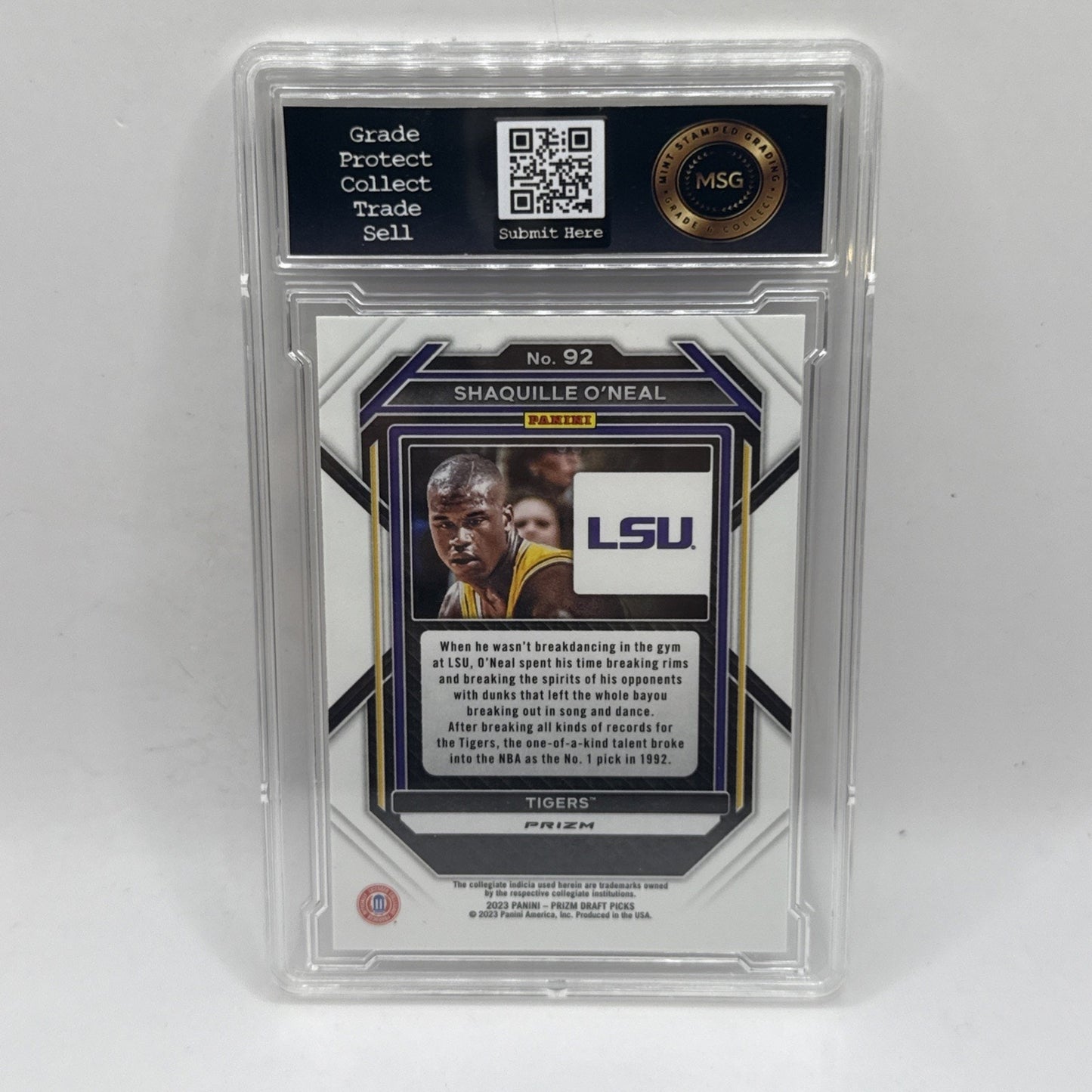 Shaquille O'Neal 2023 Panini Prizm Draft Picks #92 Purple Wave LSU Tigers Graded