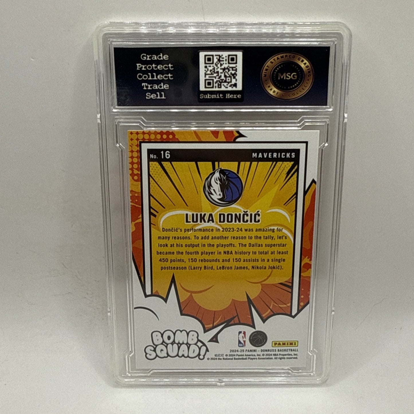 2024-25 Donruss Luka Dončić Bomb Squad #16 Dallas Mavericks/ La Lakers Graded