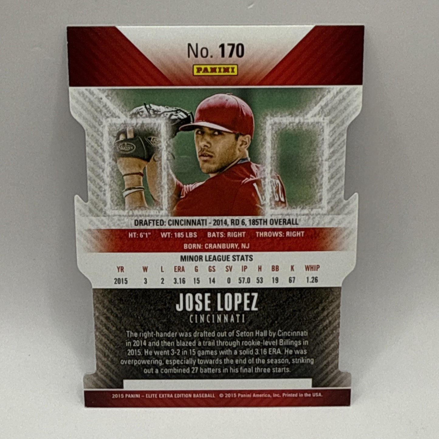2015 Panini Elite Extra Edition Status Purple Die-Cut /150 Jose Lopez #170 Cincy
