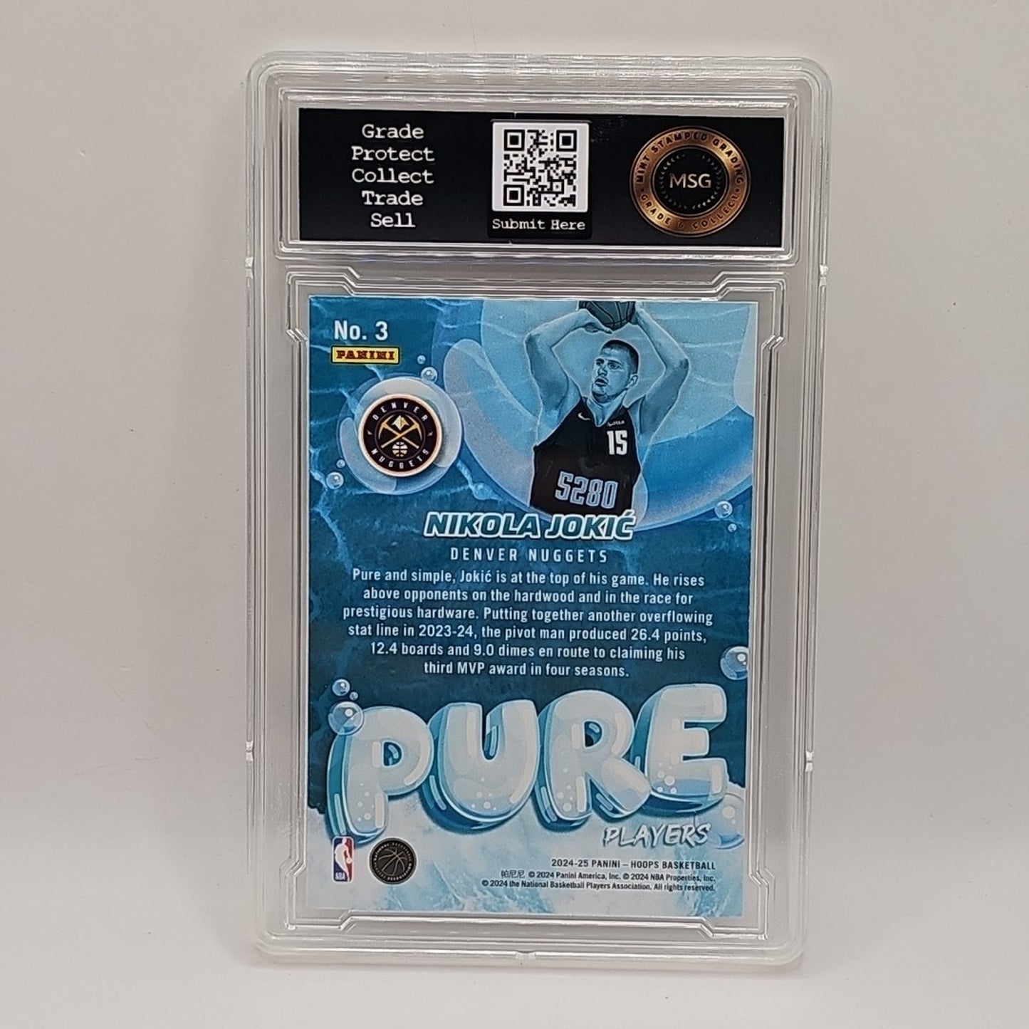 Nikola Jokic Pure Players 2024-25 Panini NBA Hoops #3 Graded 9 Gem Mint NBA