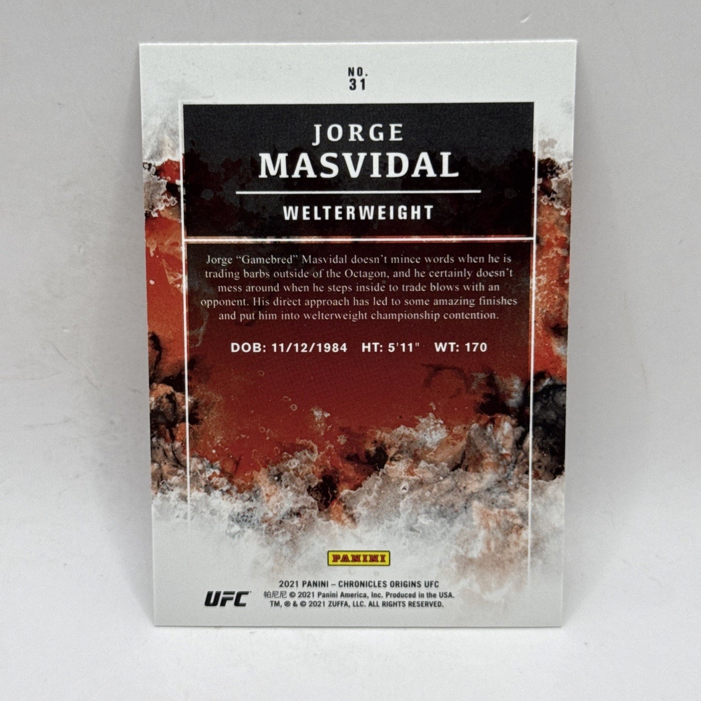 2021 Panini Chronicles Pink Origins UFC #31 JORGE MASVIDAL