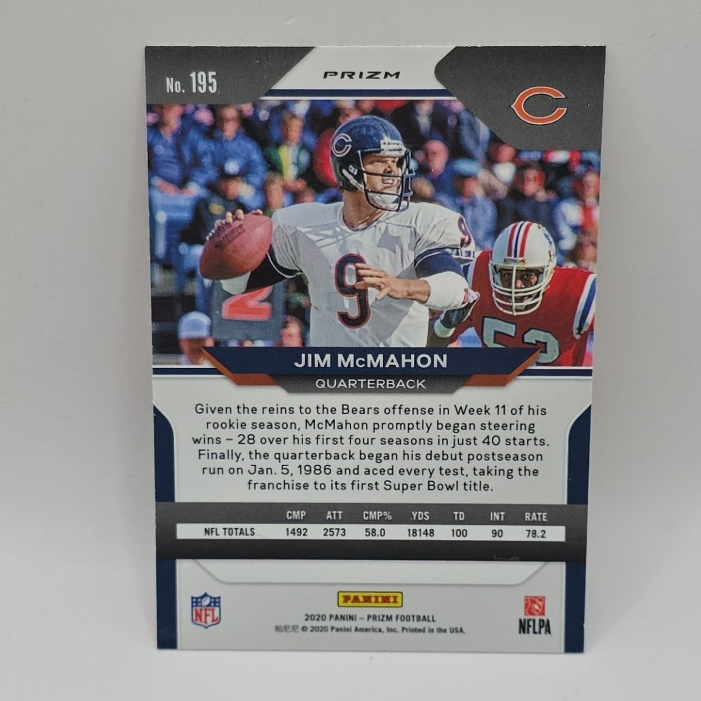2020 Panini Prizm Football Jim McMahon ORANGE LAZER PRIZM - Chicago Bears #195