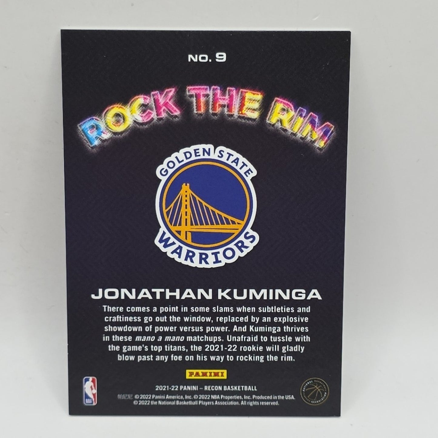 2021-22 Panini Recon Jonathan Kuminga #9 Rock The Rim Insert NBA Warriors