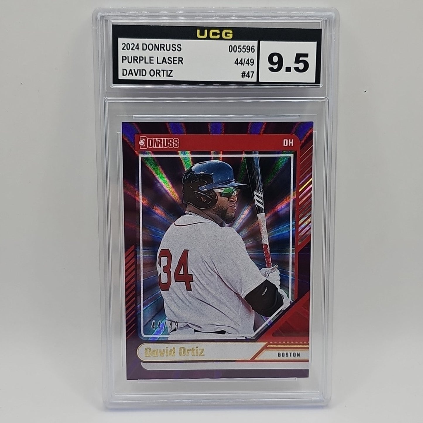 2024 Panini Donruss Optic Purple Laser /49 David Ortiz #47 Red Sox Graded 9.5