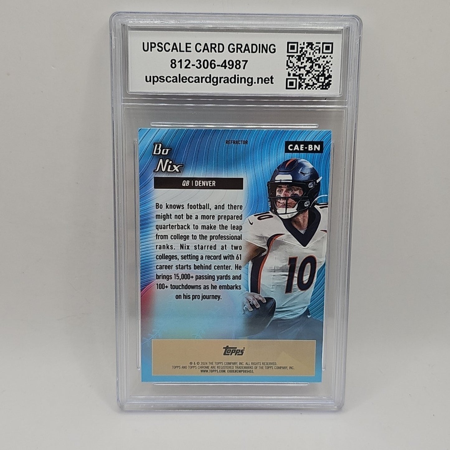 2024 Topps Chrome All-Etch Bo Nix Silver REFRACTOR Graded 10 NFL Card