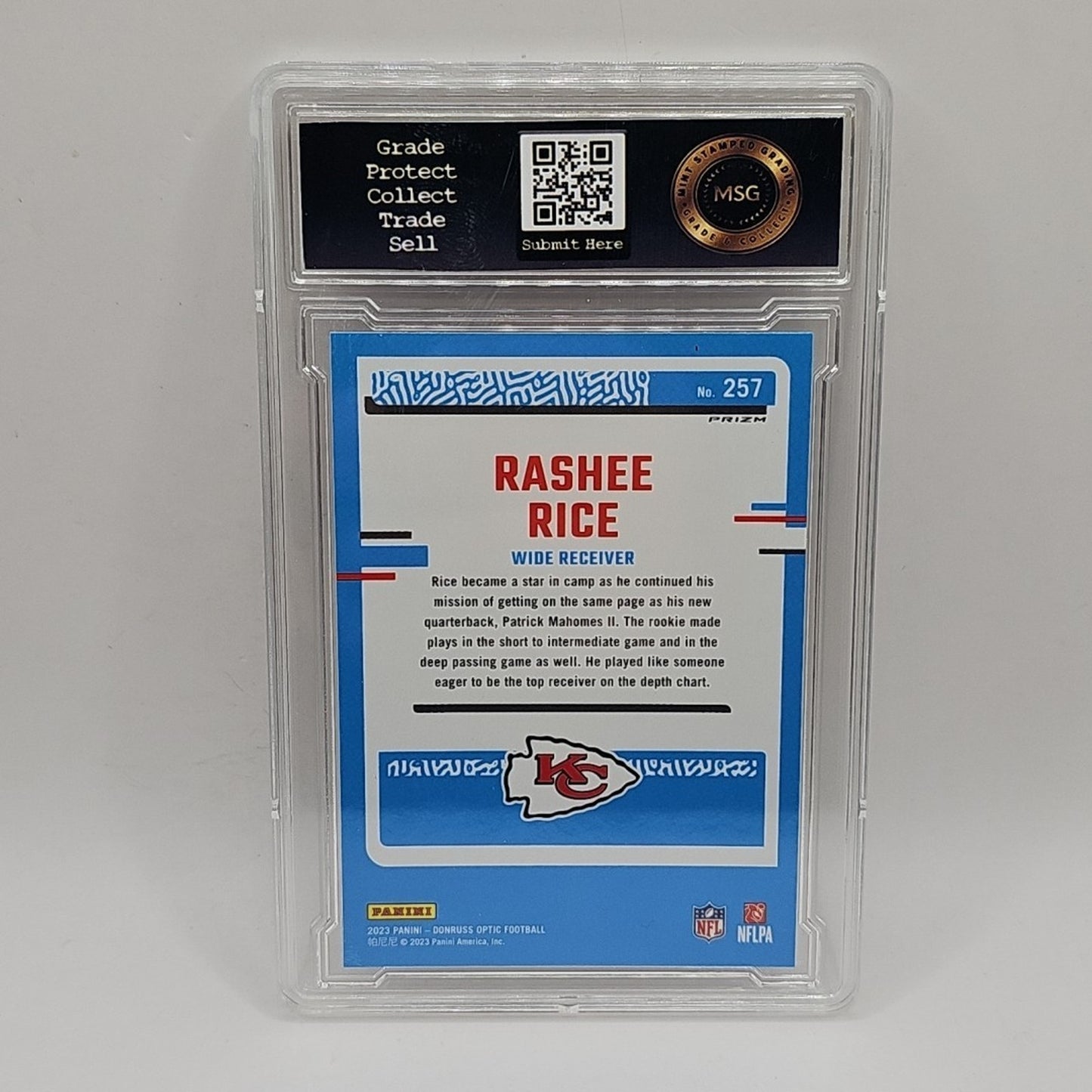 2023 Panini Donruss Optic - Rated Rookie Rashee Rice #257 Hyper Blue Graded 10