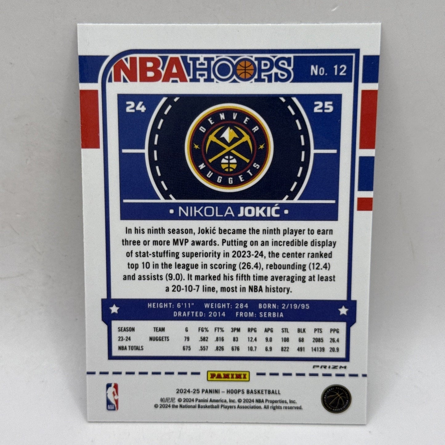 2024-25 NBA Hoops Nikola Jokic Silver Snowflake Prizm #12 Denver Nuggets