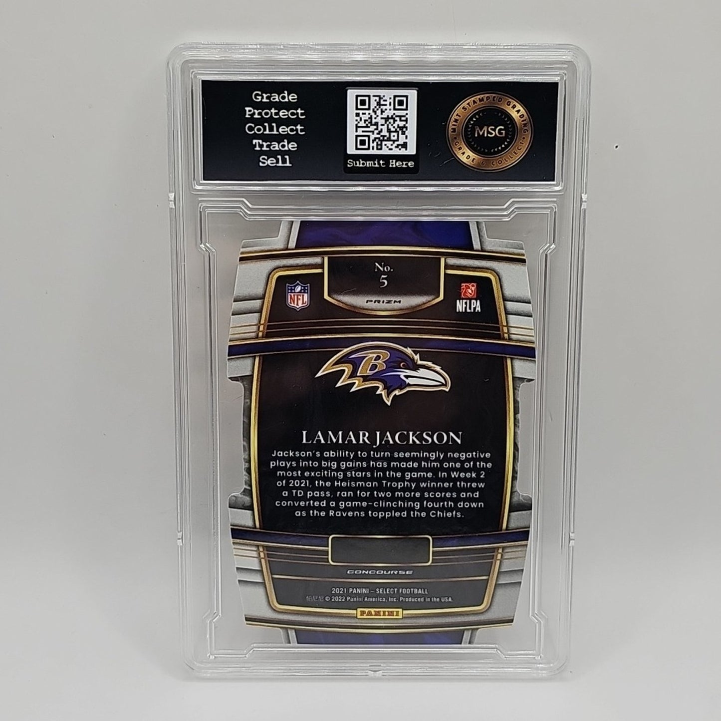 2021 Select Prizm Concourse Yellow & Blue Die Cut Lamar Jackson Graded 9 Mint