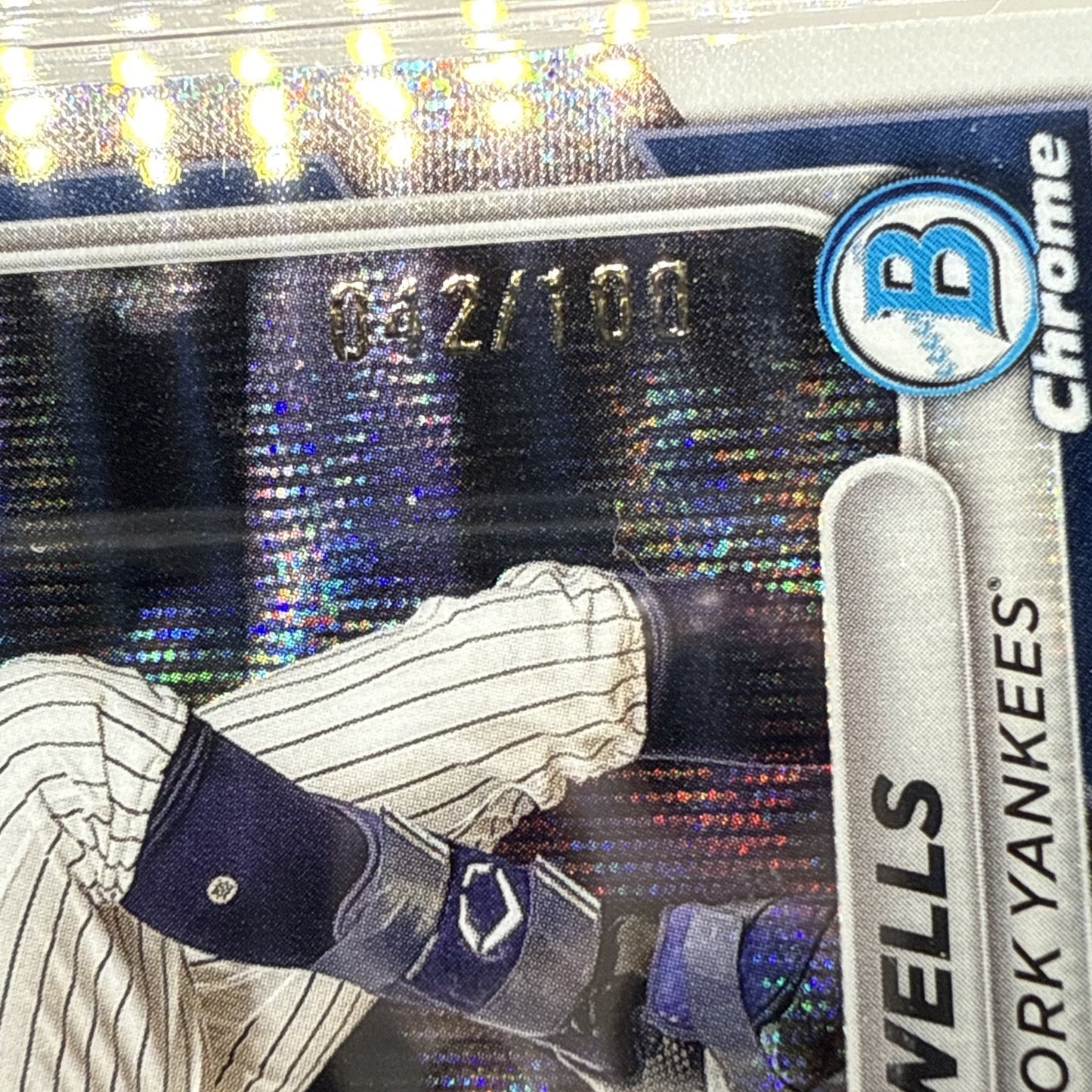 2024 Bowman Chrome AUSTIN WELLS Silver Wave Rookie SP /100 YANKEES Graded 10 Gem