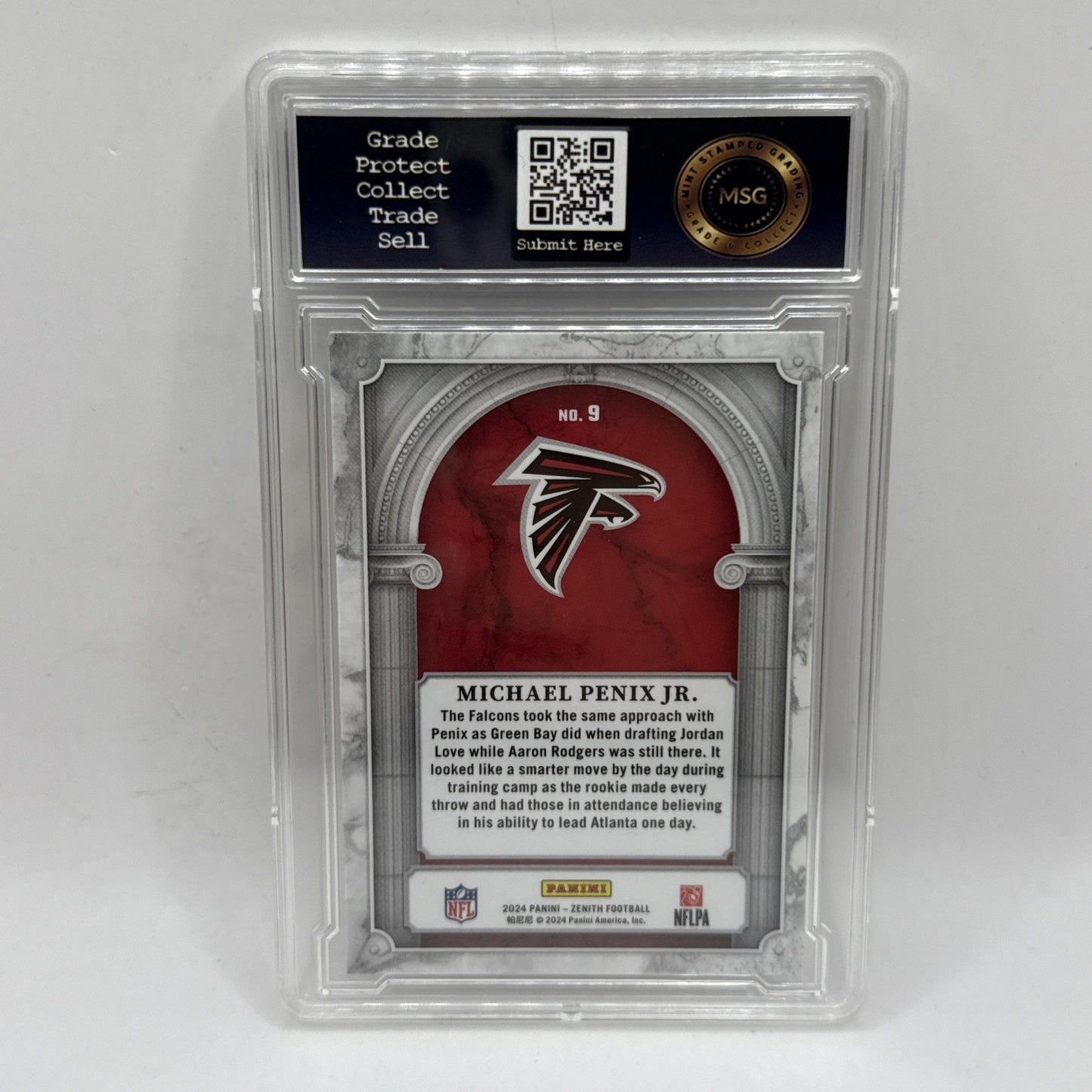 2024 Zenith Football Marquee Insert Chrome Michael Penix Jr RC Falcons Graded 8
