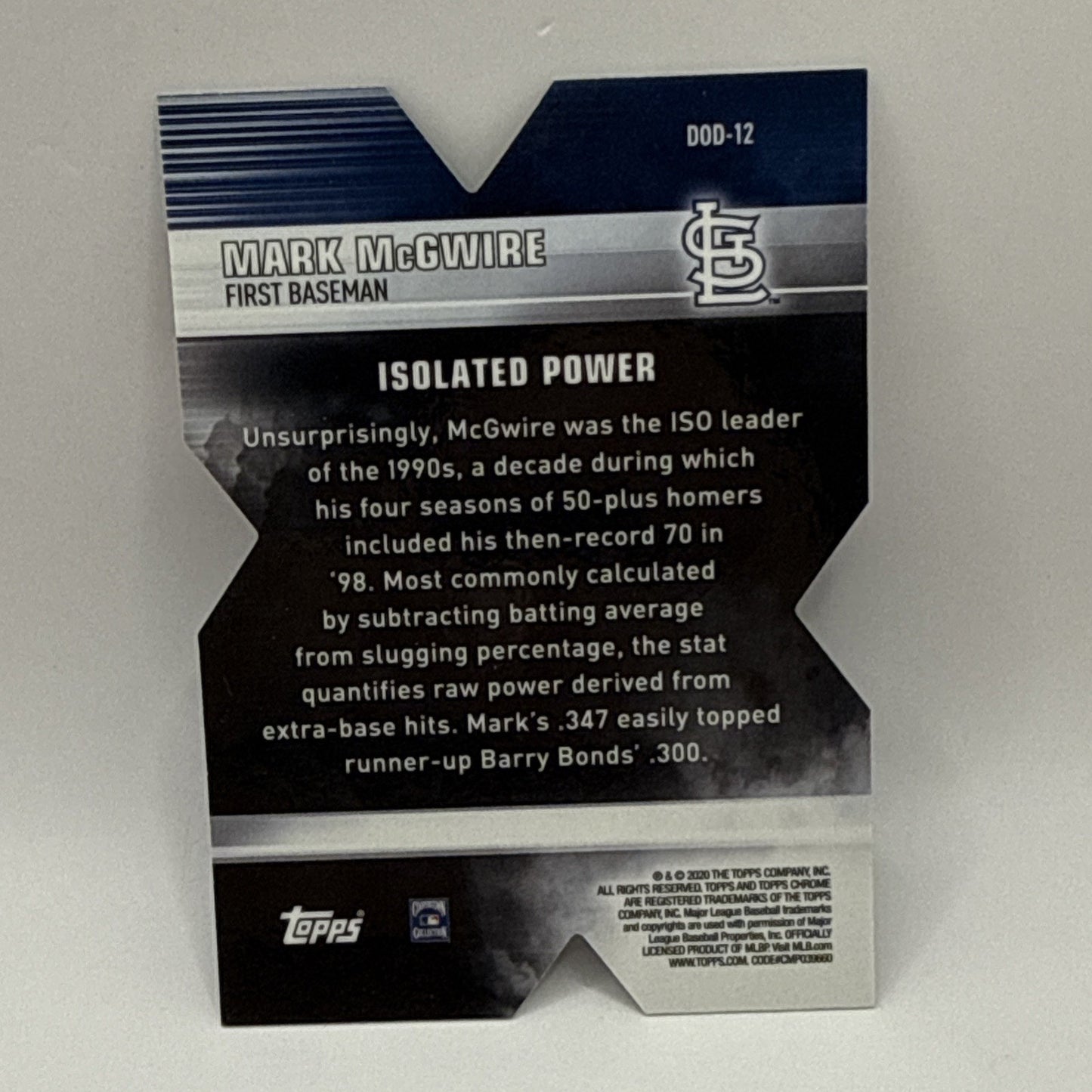 Mark McGwire Topps Chrome 2020 Decades of Dominance Die Cut