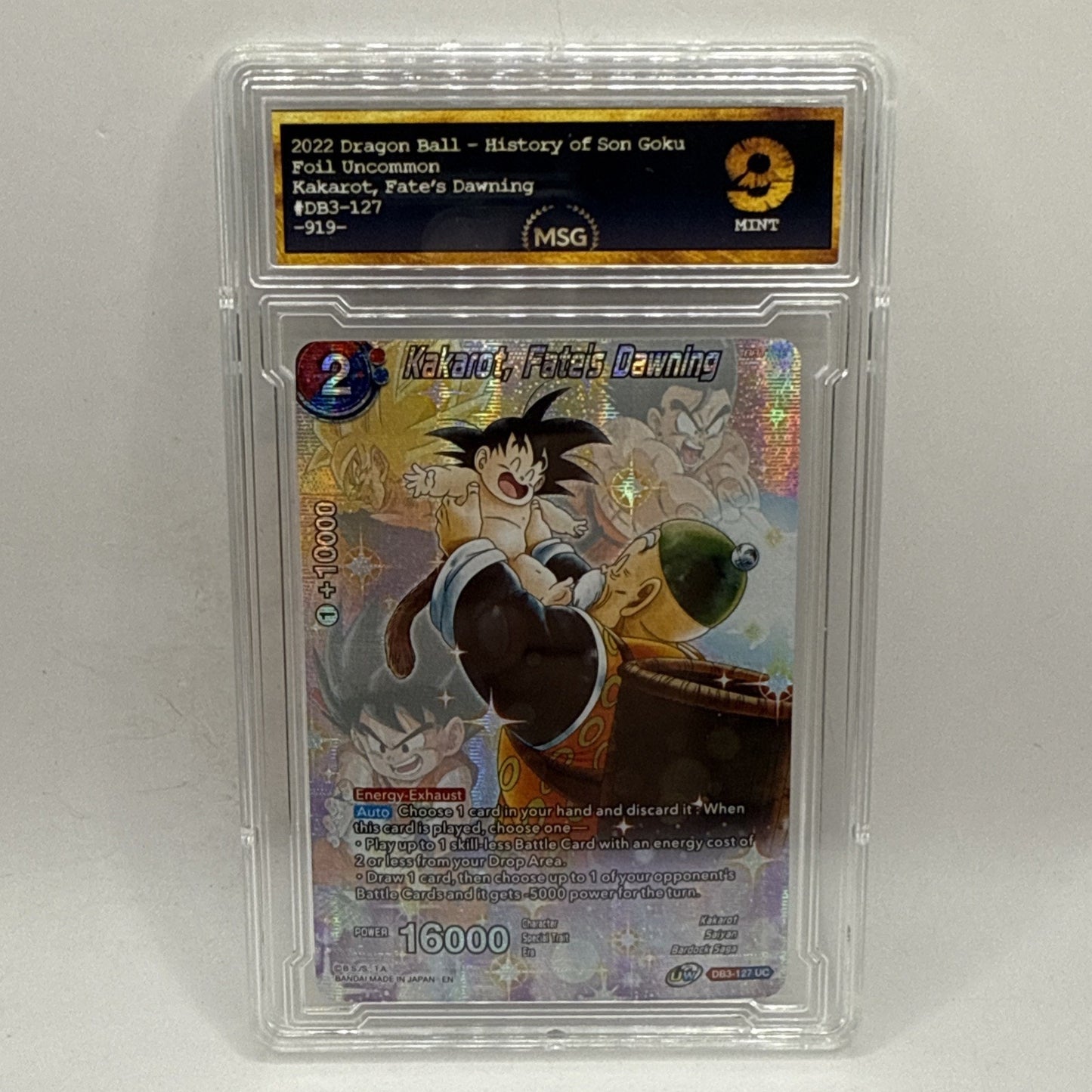 DRAGON BALL SUPER KAKAROT, FATE`S DAWNING #DB3-127 Graded 9 Mint Tcg Collectible