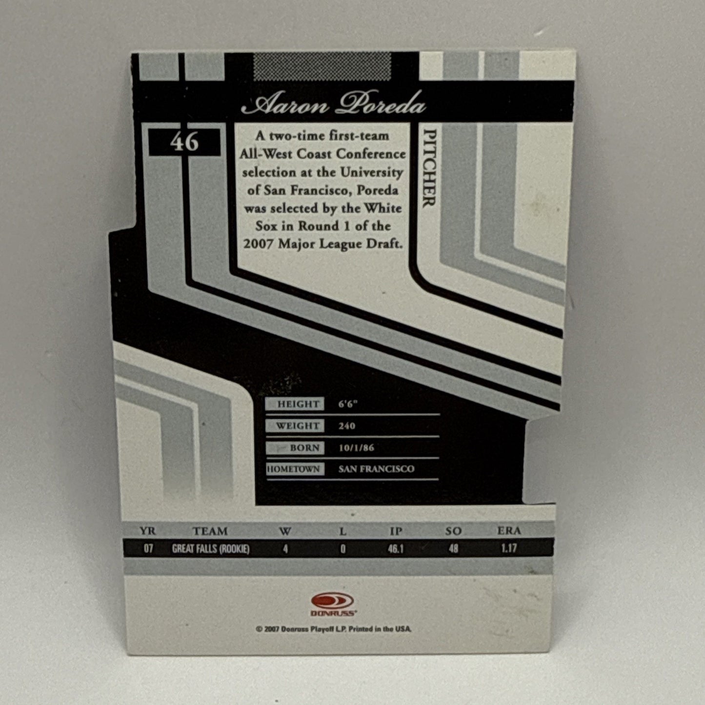 2007 DONRUSS Elite Extra Edition Die-Cut Aaron Poreda /100 RC Chicago MLB