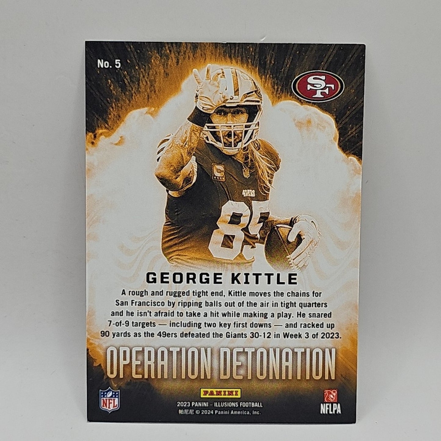 George Kittle 2023 Panini Illusions #5 Operation Detonation San Francisco 49ers
