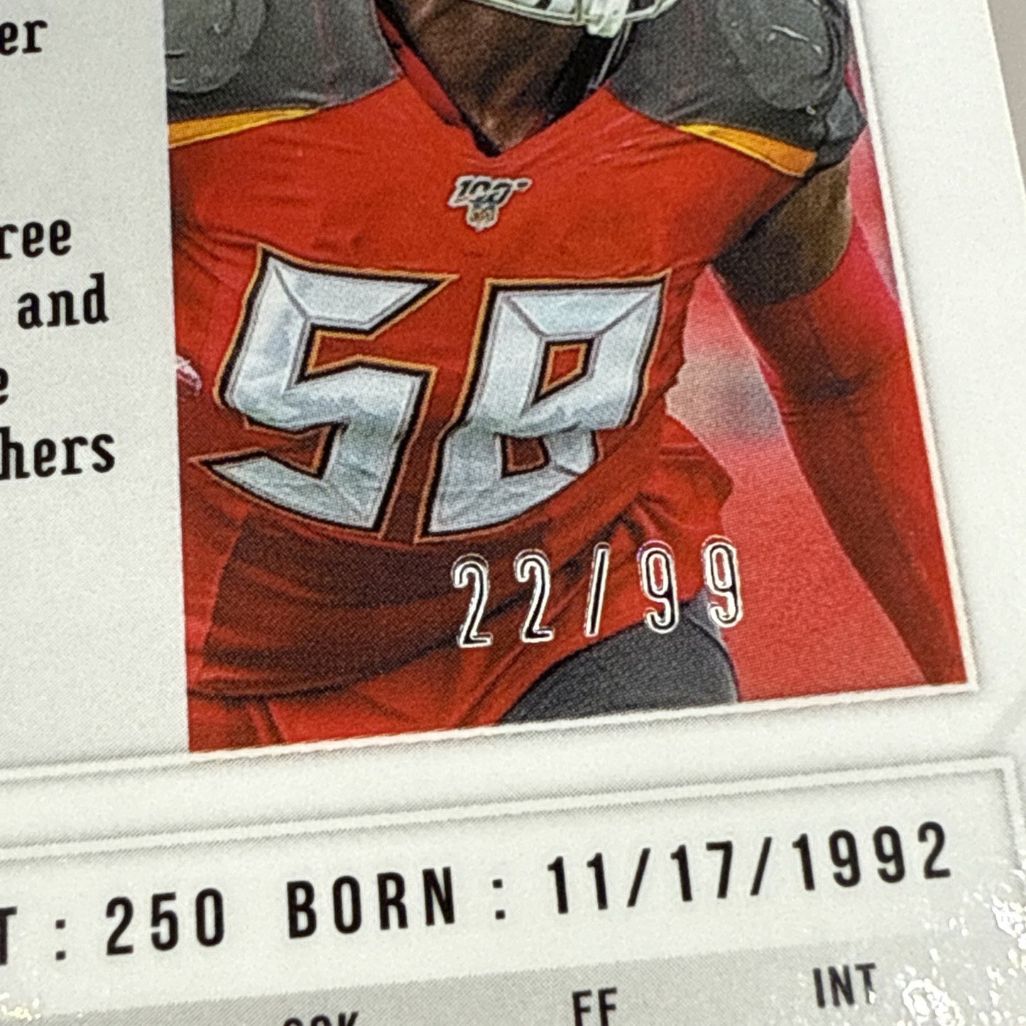 2020 Phoenix ORANGE Shaquil Barrett Tampa Bay Buccaneers #38 SP /99 NFL