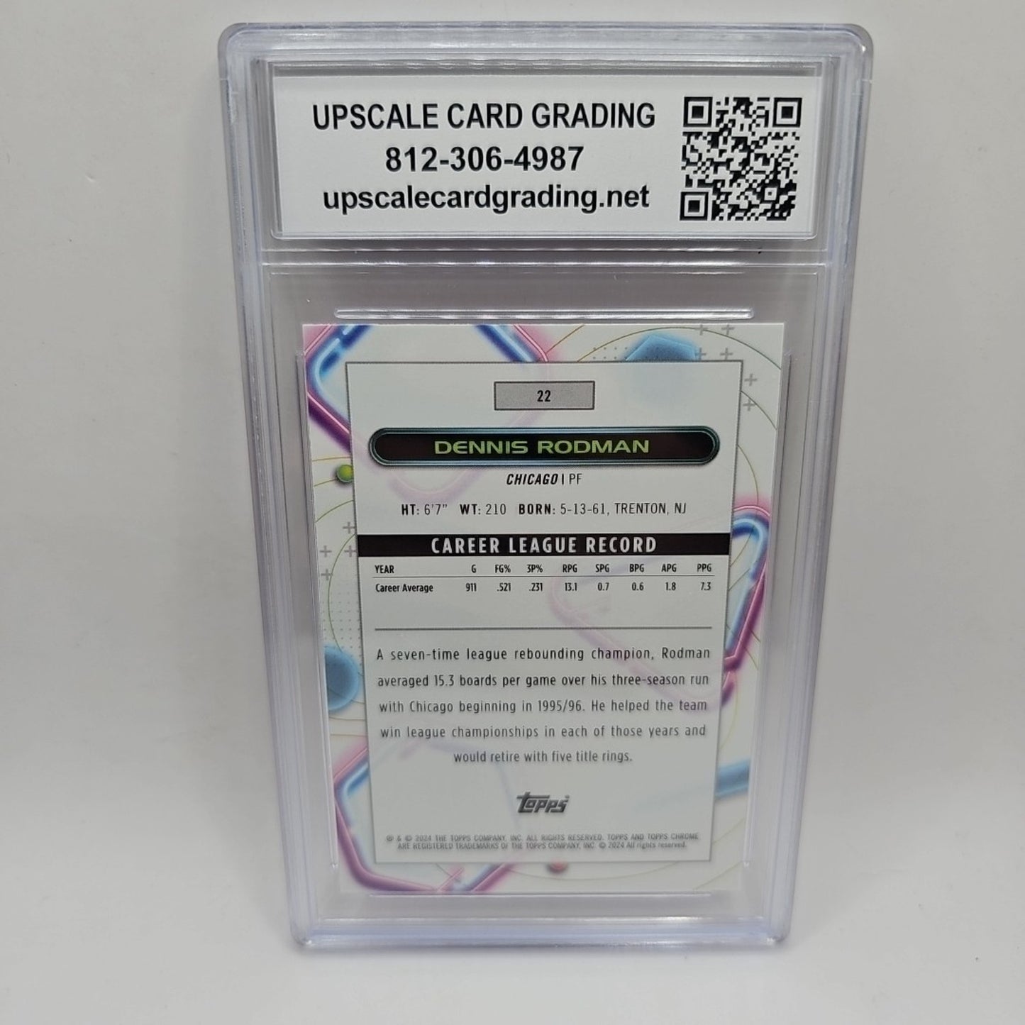 '24 Topps Chrome Cosmic Dennis Rodman Pink Galaxy Refract #22 NBA Bulls Graded