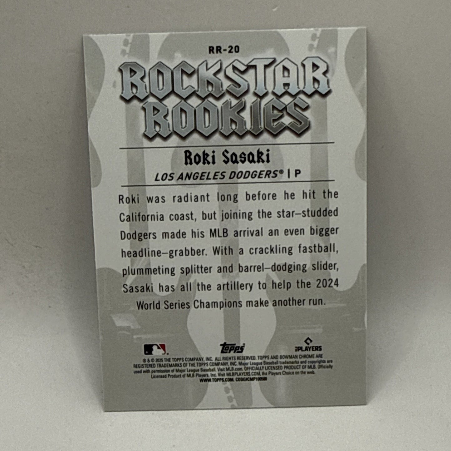 Roki Sasaki RC 2025 Bowman Chrome Rockstar Rookies #RR-20 Los Angeles Dodgers