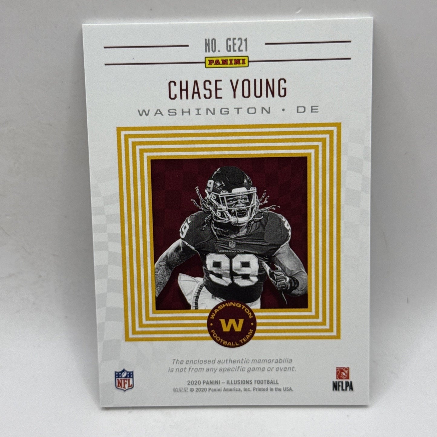 2020 Panini Illusions Great Expectations Chase Young #GE-21 RC Relic 49ers